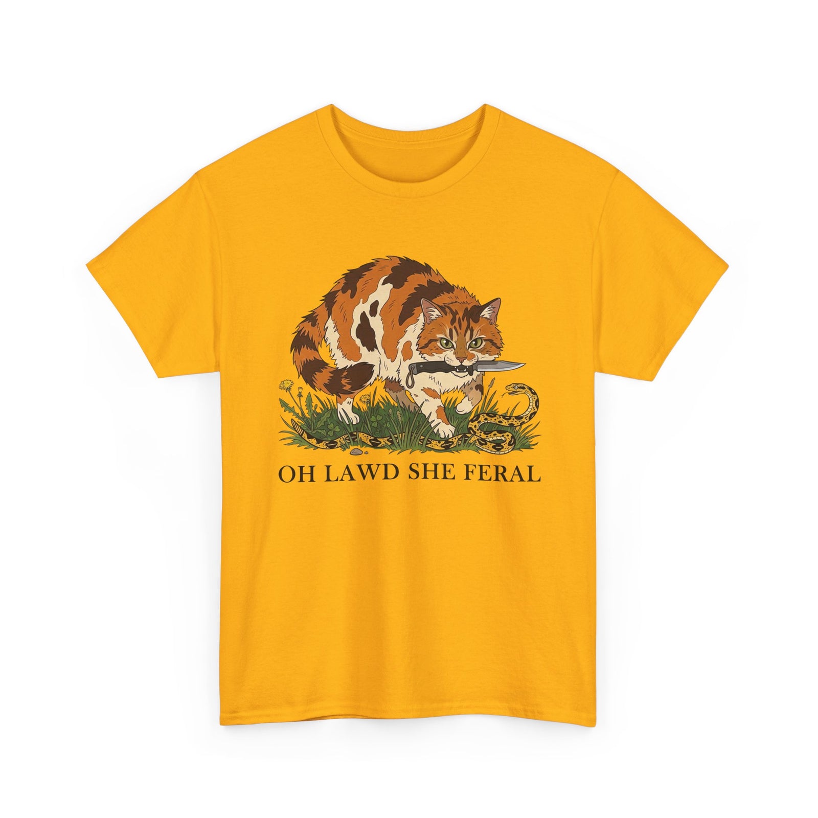 Feral Cats Tee — “Oh Lawd She Feral Cats!” Graphic T-Shirt