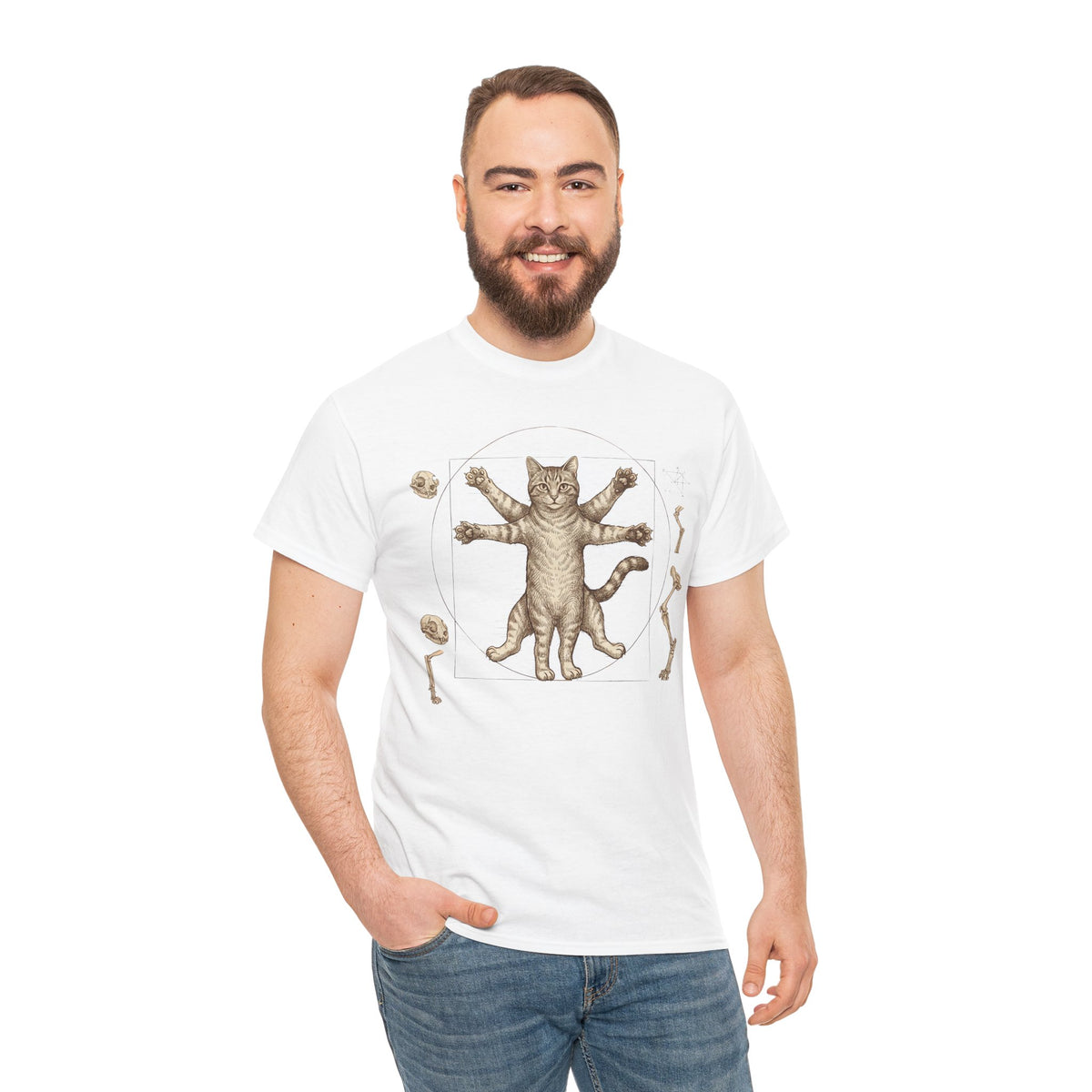 Vitruvian Cat T-Shirt — Anatomical Cat Art Tee