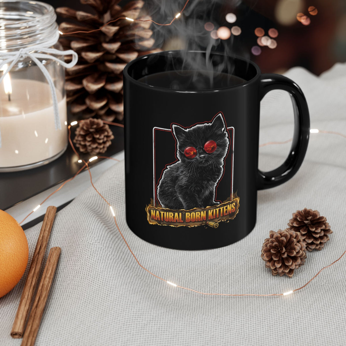 Natural Born Kittens Black Mug