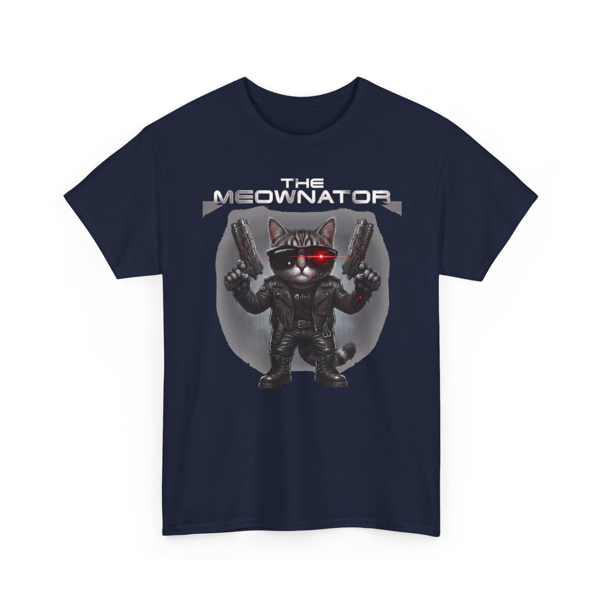 The Meownator T-Shirt — Funny Sci-Fi Cyborg Cat Parody Tee
