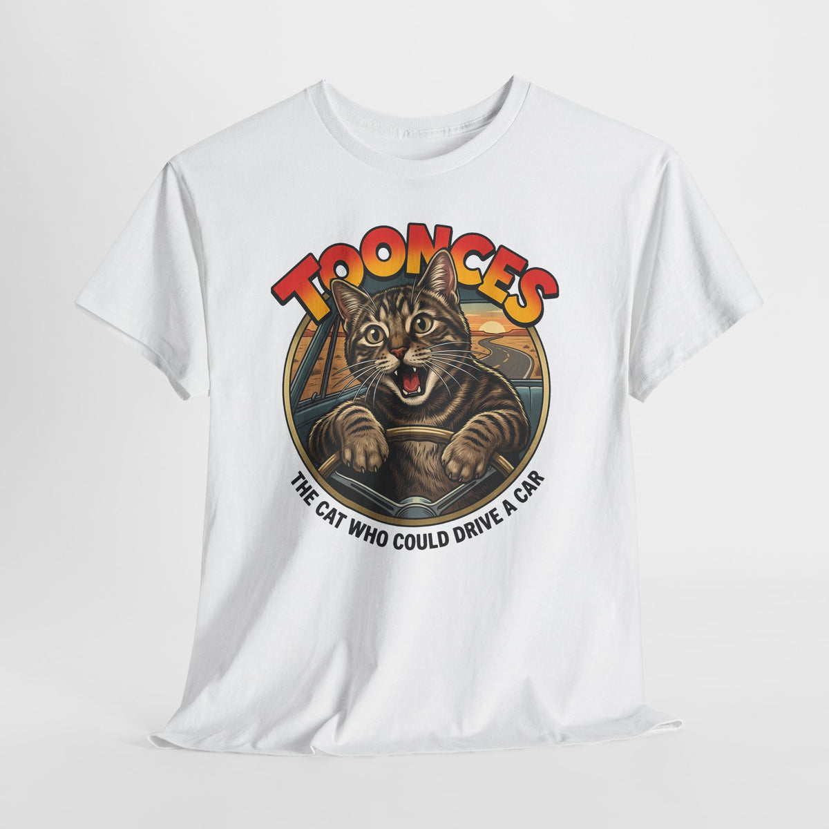 Toonces Cat Driving Tee — "Toonces: The Cat Who Could Drive a Car" Graphic T-Shirt