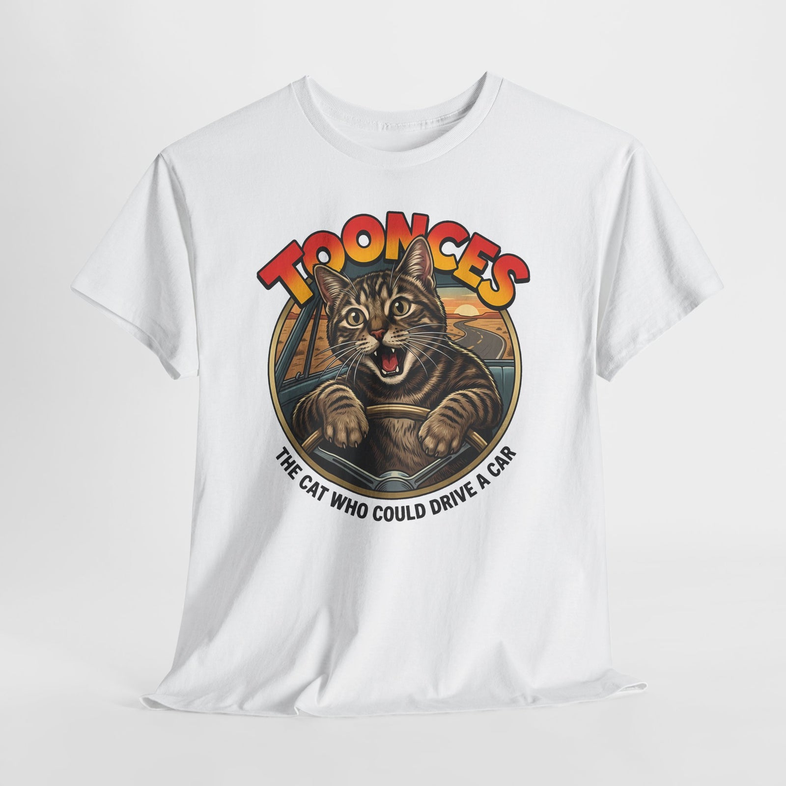 Toonces Cat Driving Tee — "Toonces: The Cat Who Could Drive a Car" Graphic T-Shirt