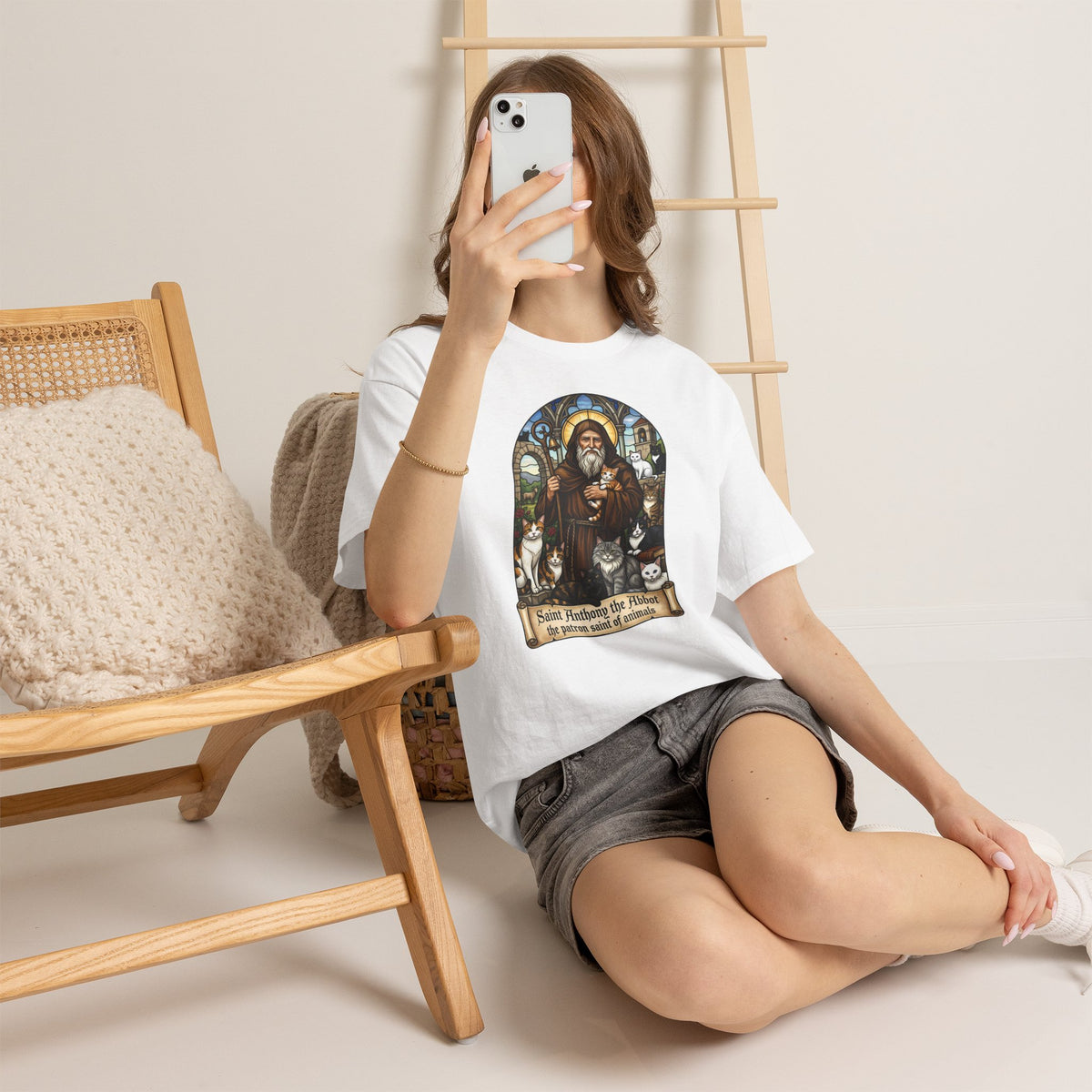 Saint Anthony the Abbot Cat T-Shirt Patron Saint of Animals Shirt
