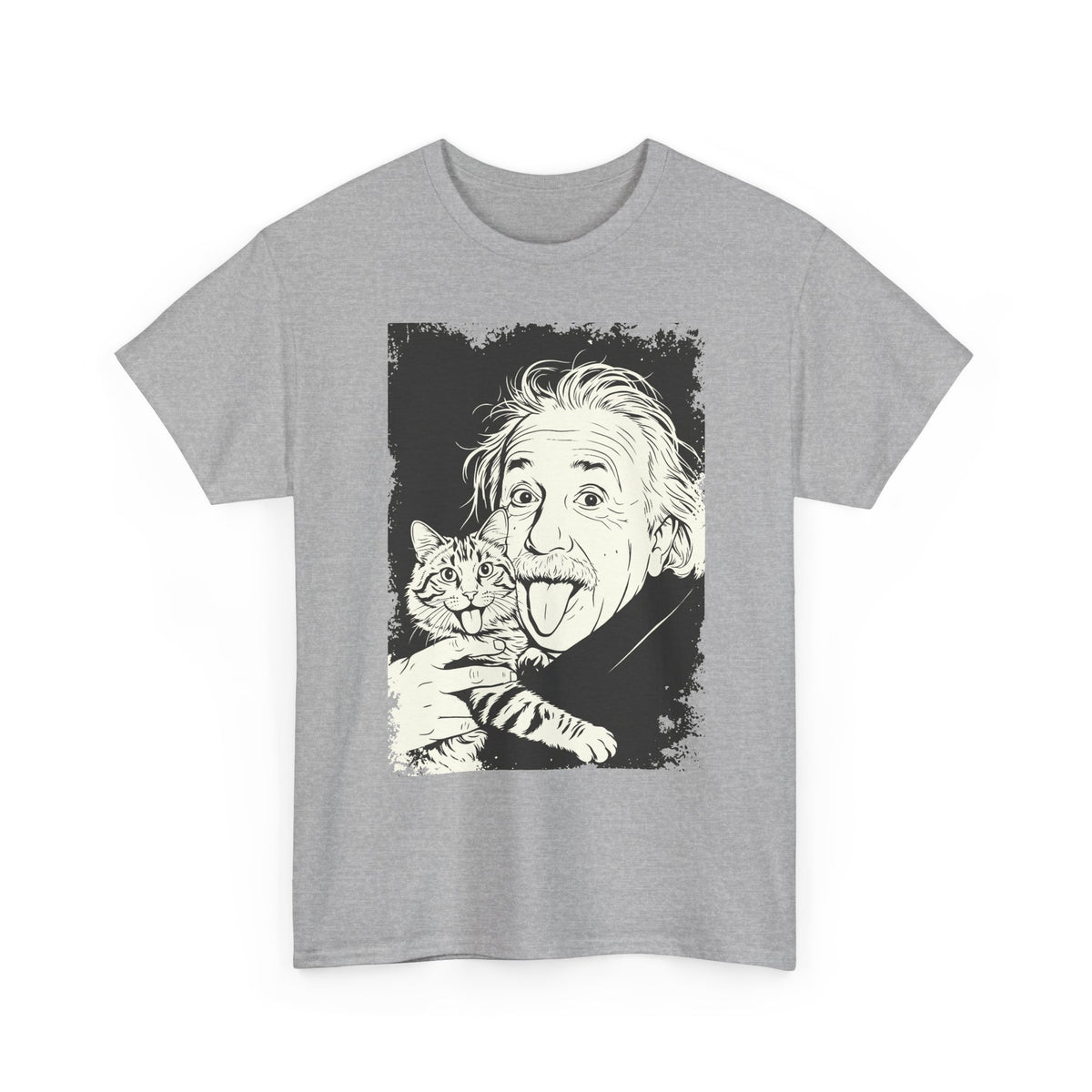Einstein & Cat Graphic Tee — Funny Retro Science T-Shirt