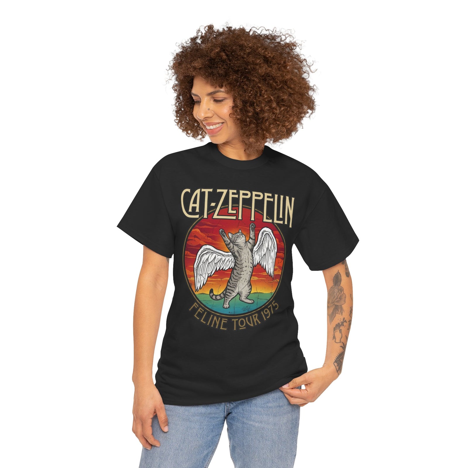 Cat Zeppelin Feline Tour 1975 Vintage Rock Band T-Shirt