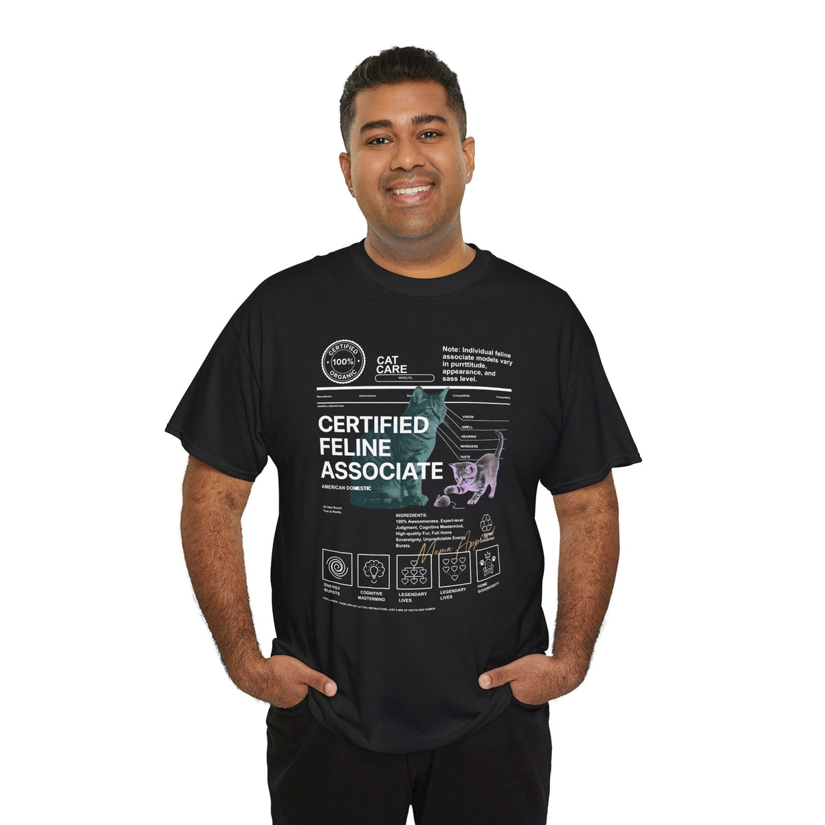 Certified Feline Associate T-Shirt — Funny Cat Lover Tee