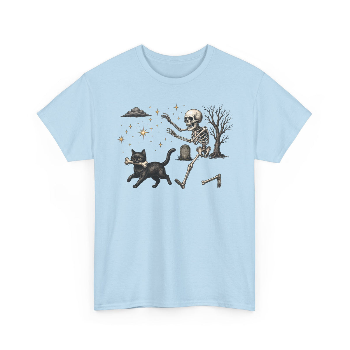 The Great Bone Robbery Black Cat Skeleton Shirt — Funny Spooky Halloween T-Shirt