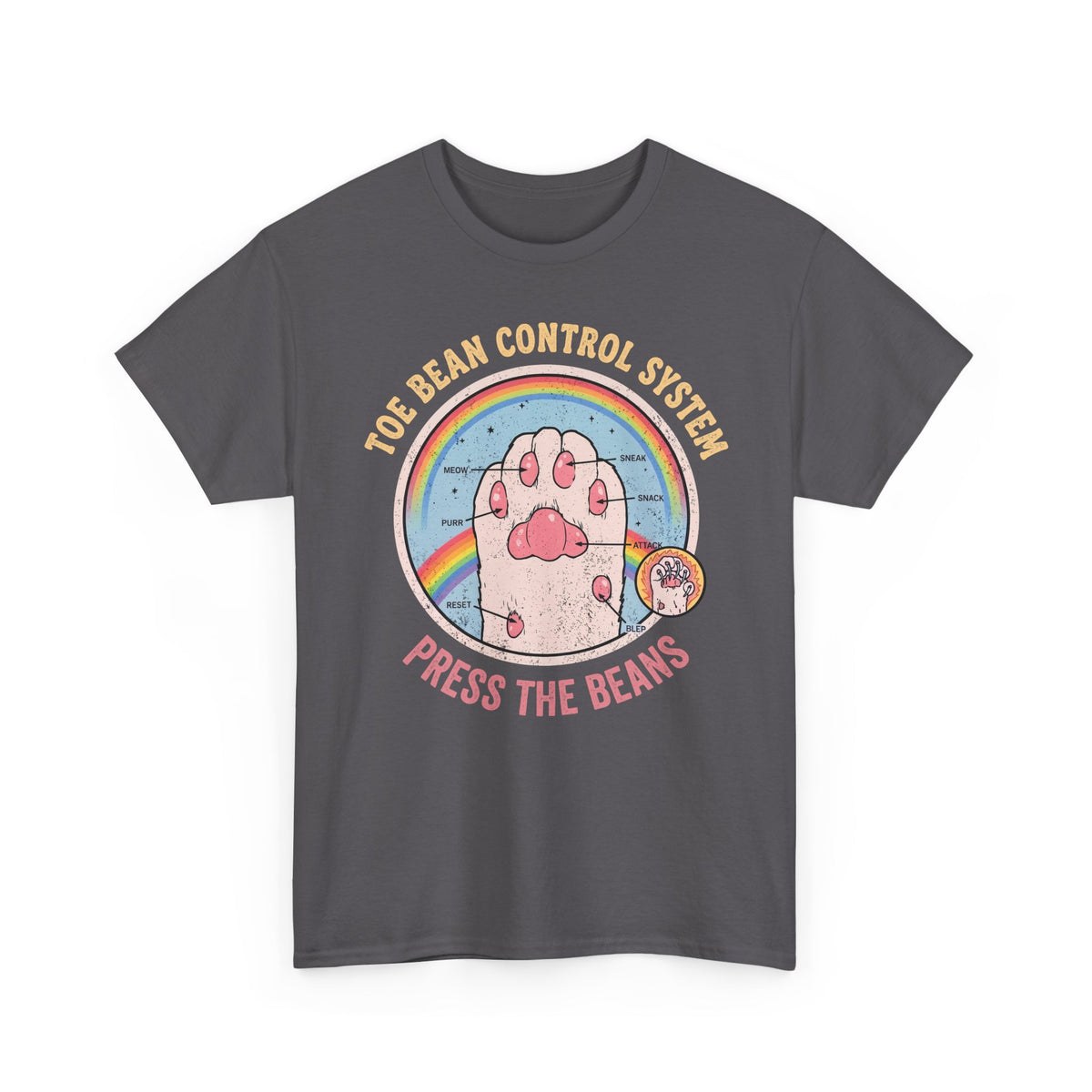 Toe Bean Control System T-Shirt — Funny Cat Paw Infographic Tee
