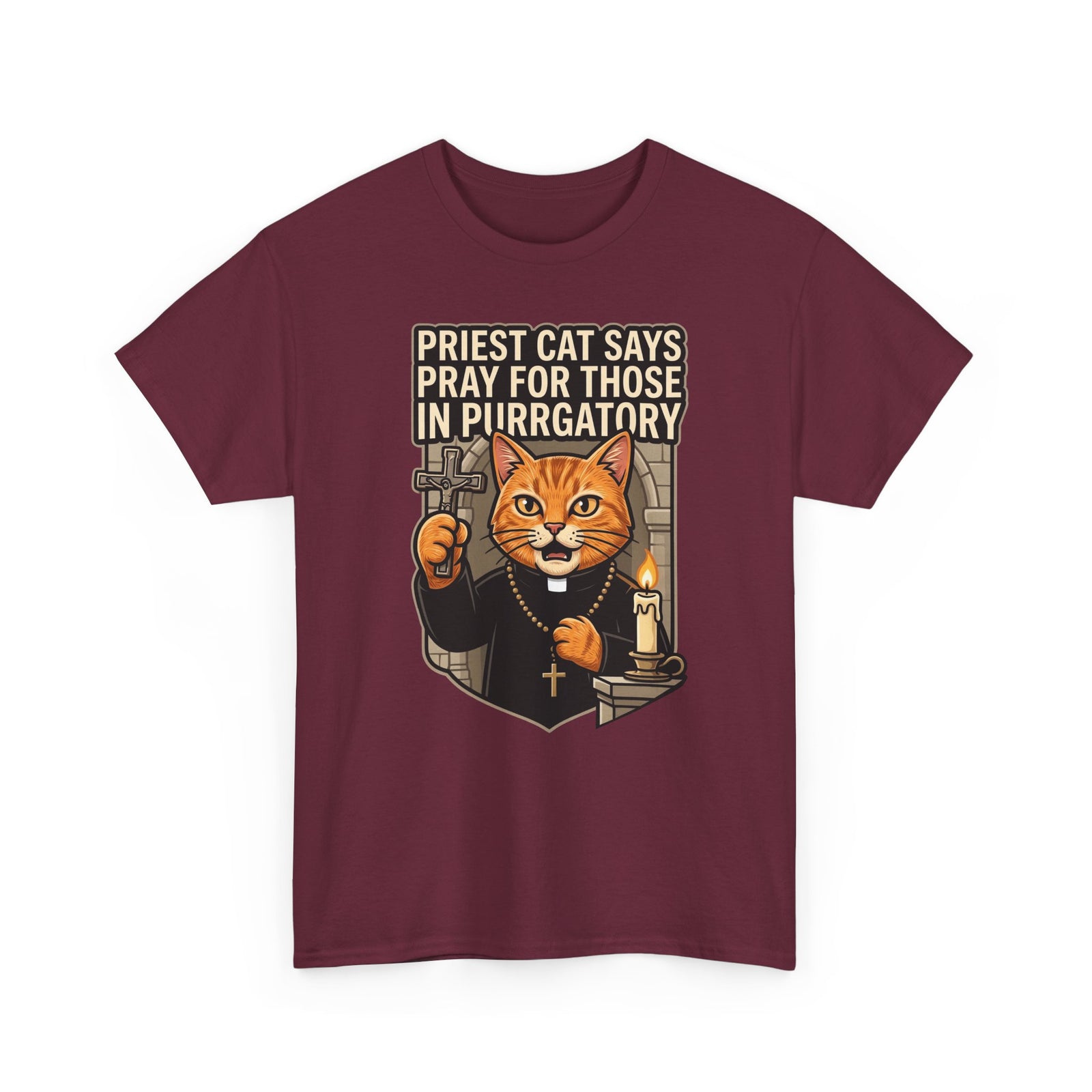 Priest Cat 'Pray For Those In Purratory' T-Shirt