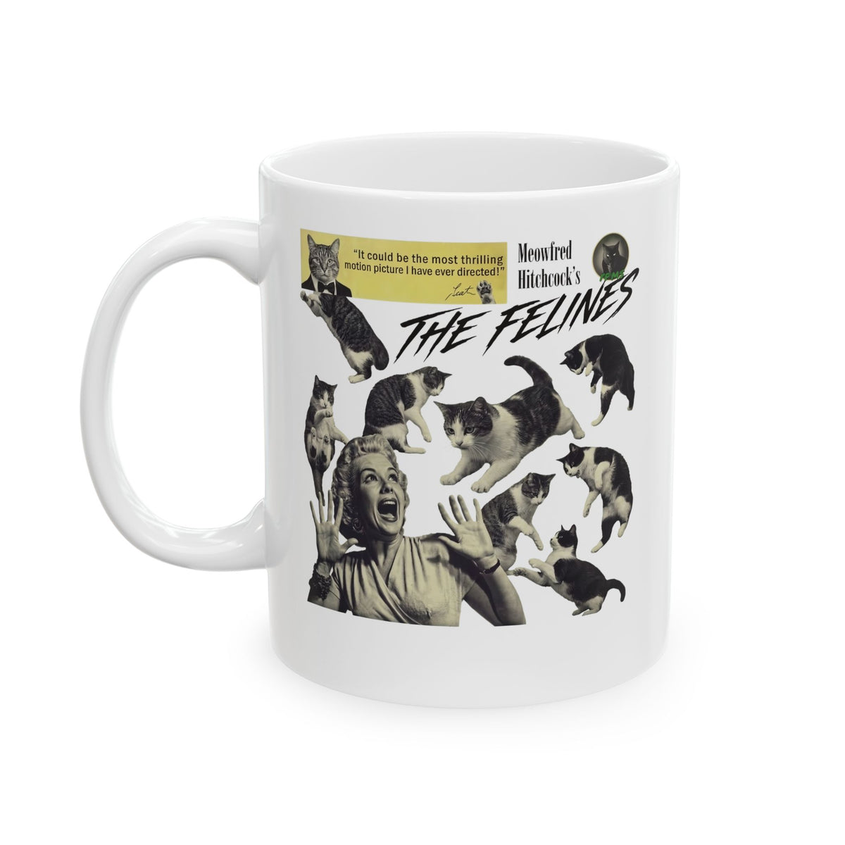 Retro Felines Ceramic Mug — Vintage Cat Graphic Mug