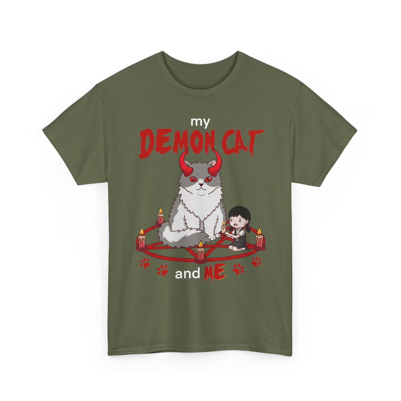 My Demon Cat T-Shirt — Cute Spooky Cat Graphic Tee for Cat Lovers & Halloween