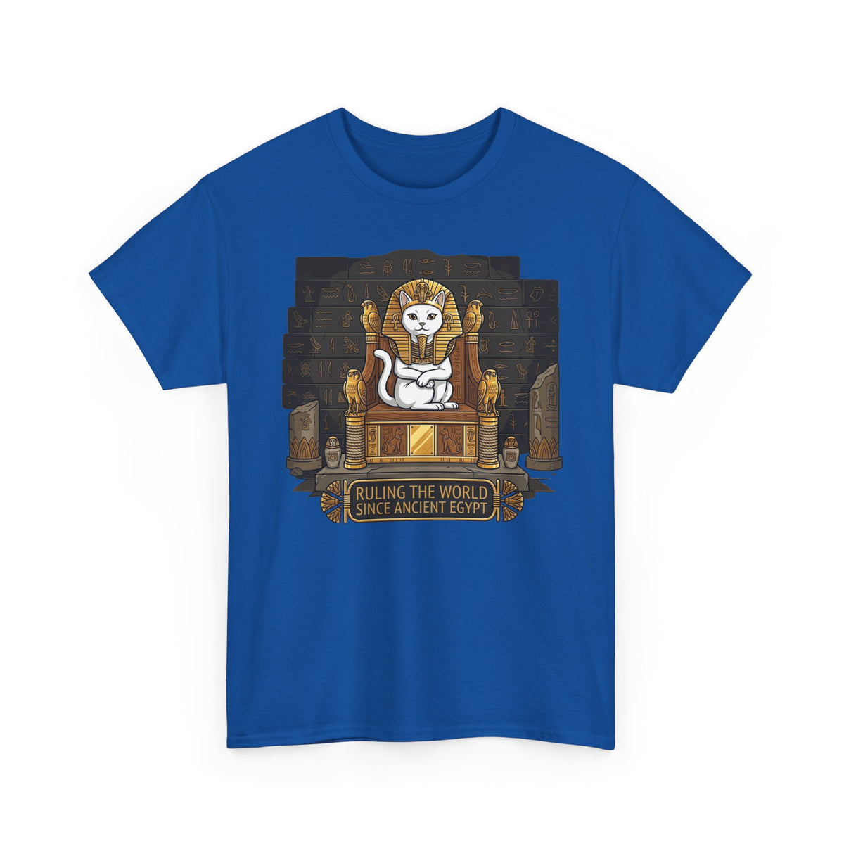 Cat Pharaoh Tee — "Ruling the World Since Ancient Egypt" Vintage Cat King T-Shirt