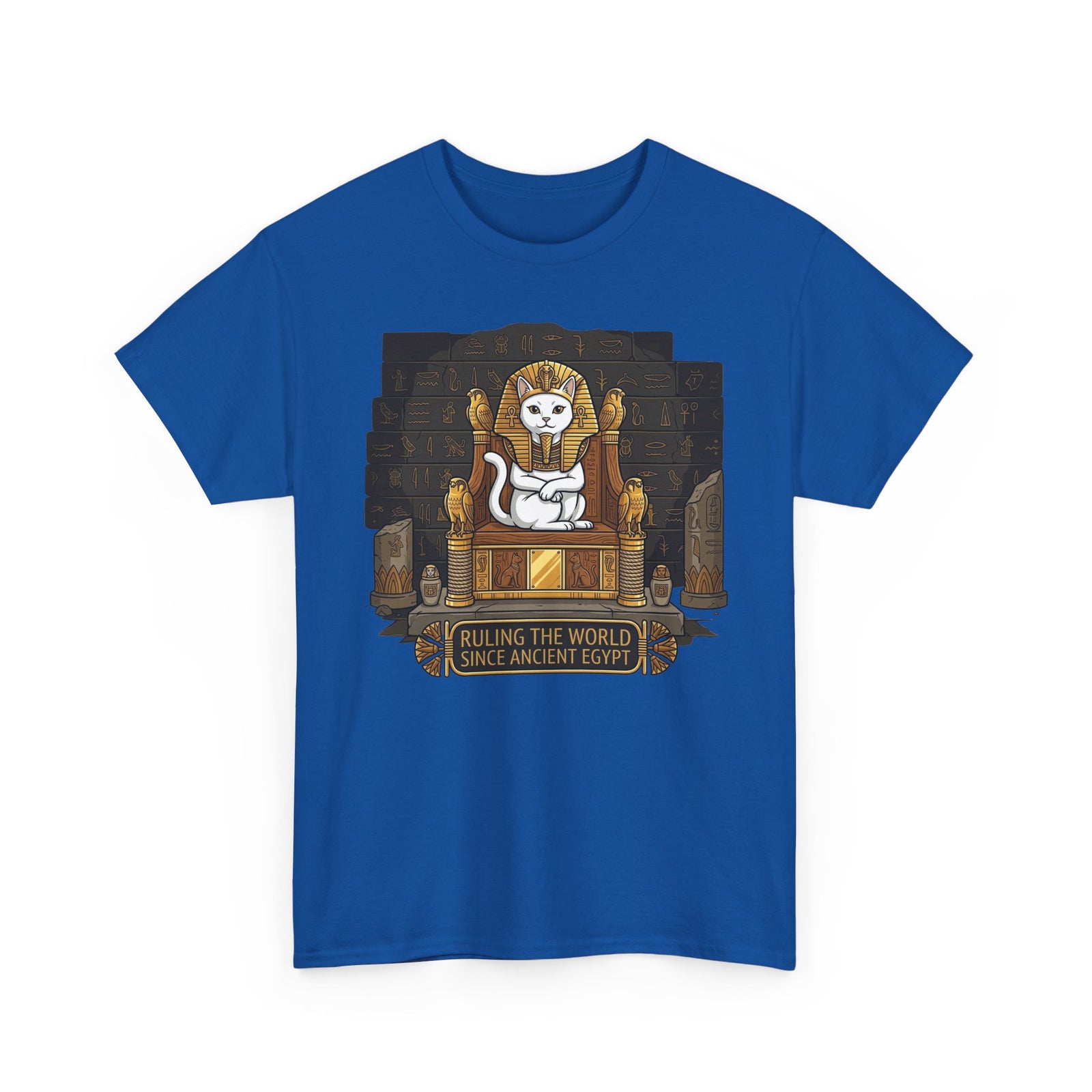 Cat Pharaoh Tee — "Ruling the World Since Ancient Egypt" Vintage Cat King T-Shirt