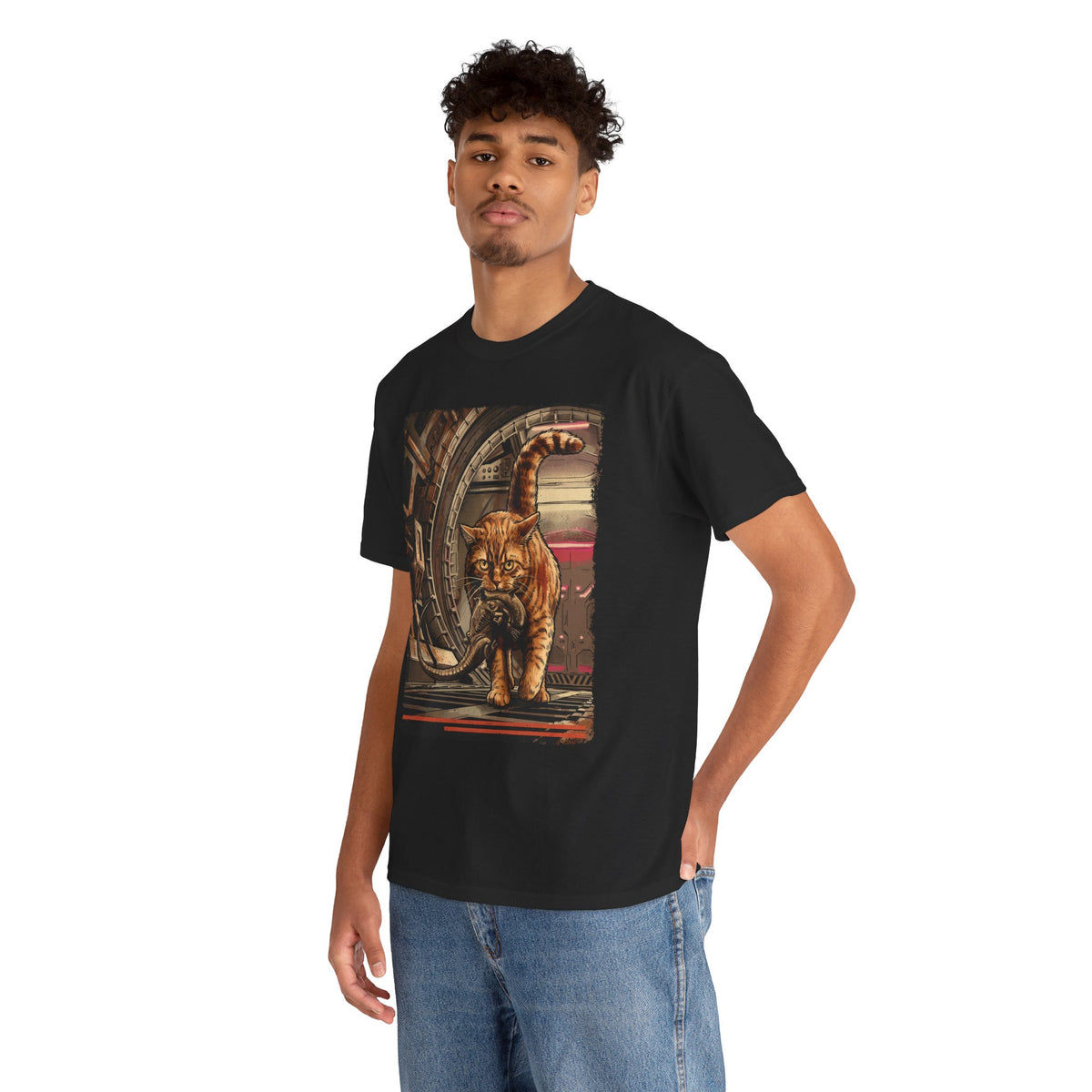 Alien Pest Control Cat T-Shirt — Retro Sci-Fi Space Apparel