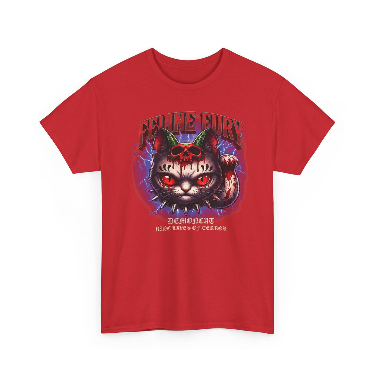 Feline Fury Demoncat T-Shirt — Heavy Metal Horror Gothic Cat Tee
