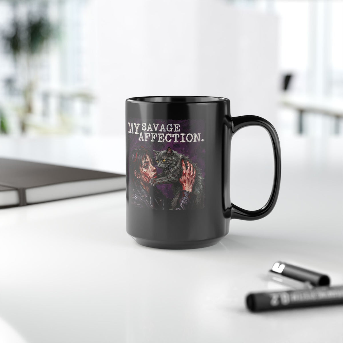My Savage Affection Black Mug — Bold Romantic Graphic Mug