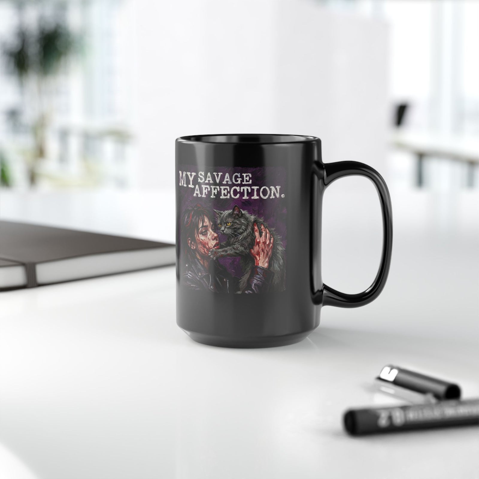 My Savage Affection Black Mug — Bold Romantic Graphic Mug