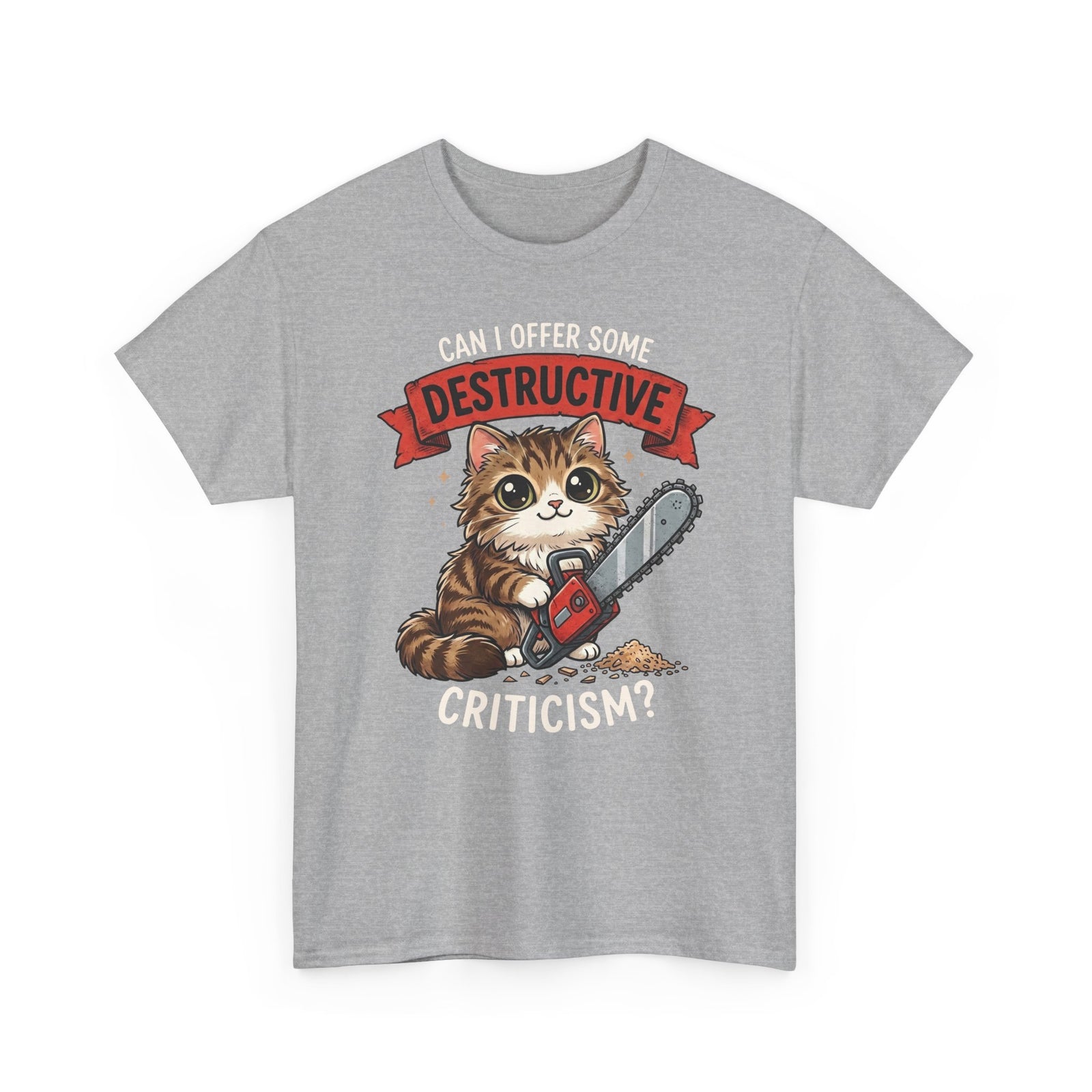 Funny Chainsaw Cat T-Shirt Graphic Cat with Chainsaw Tee