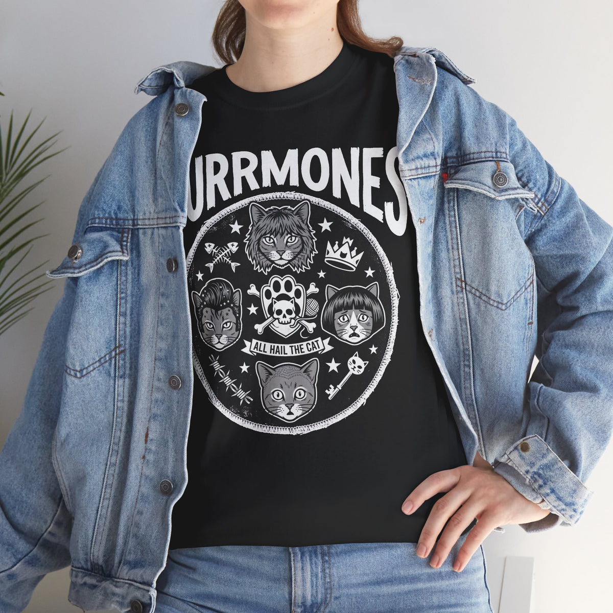 Purrmones Band Tee — Vintage Rock Cat Skull Graphic T-Shirt