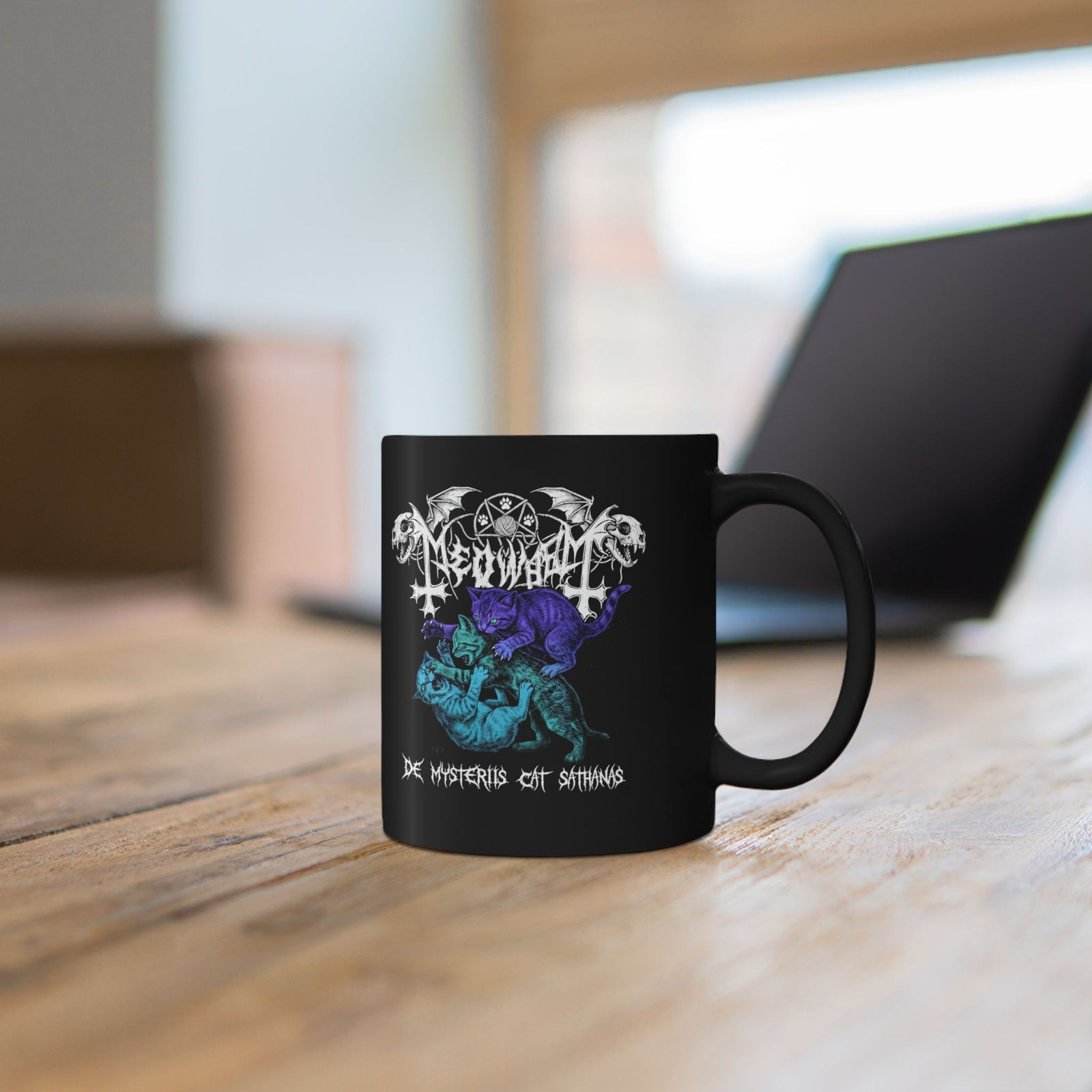 Meowmetal Cat Rock Black Mug