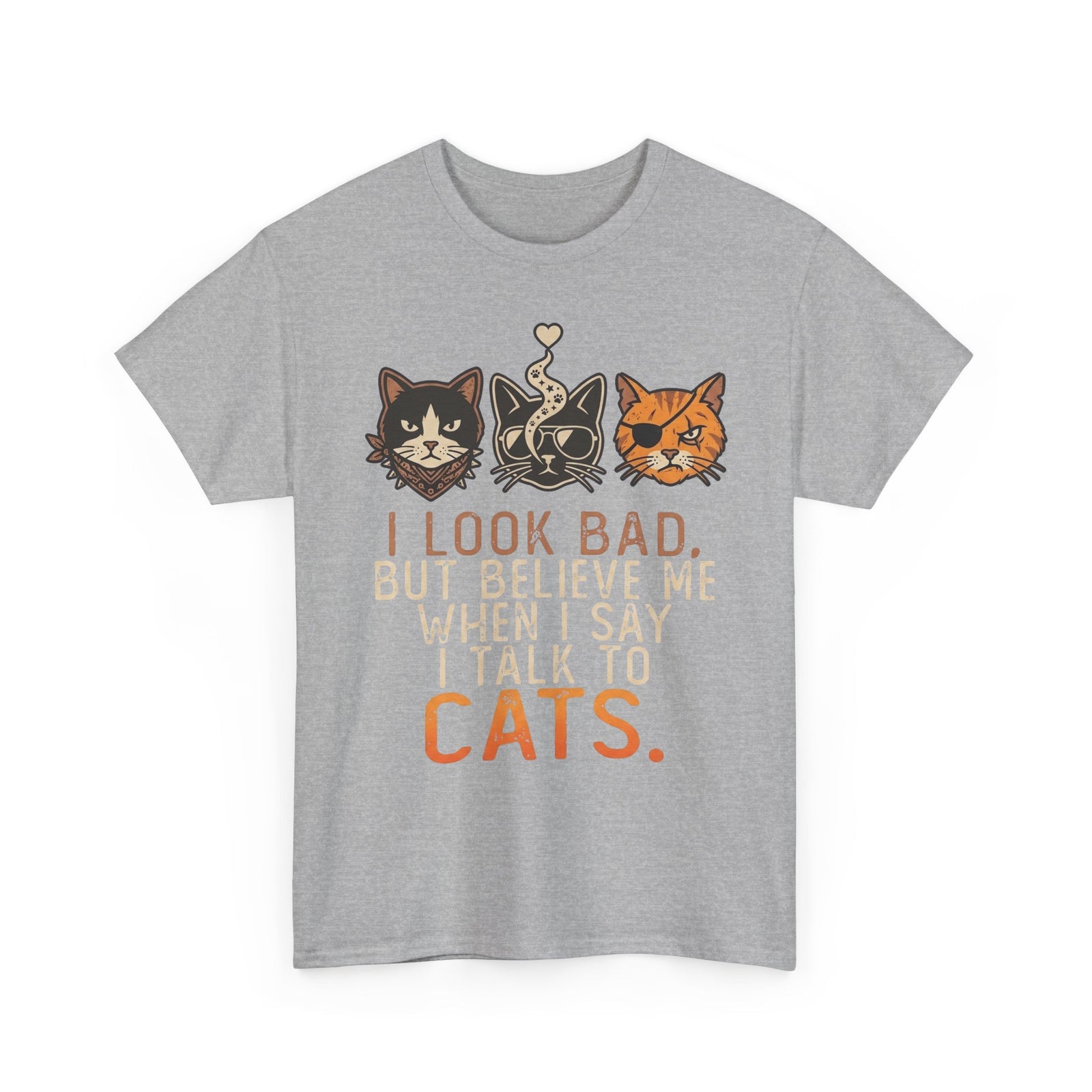 I Talk to Cats T-Shirt – Funny Cat Lover Tee with Cat Faces