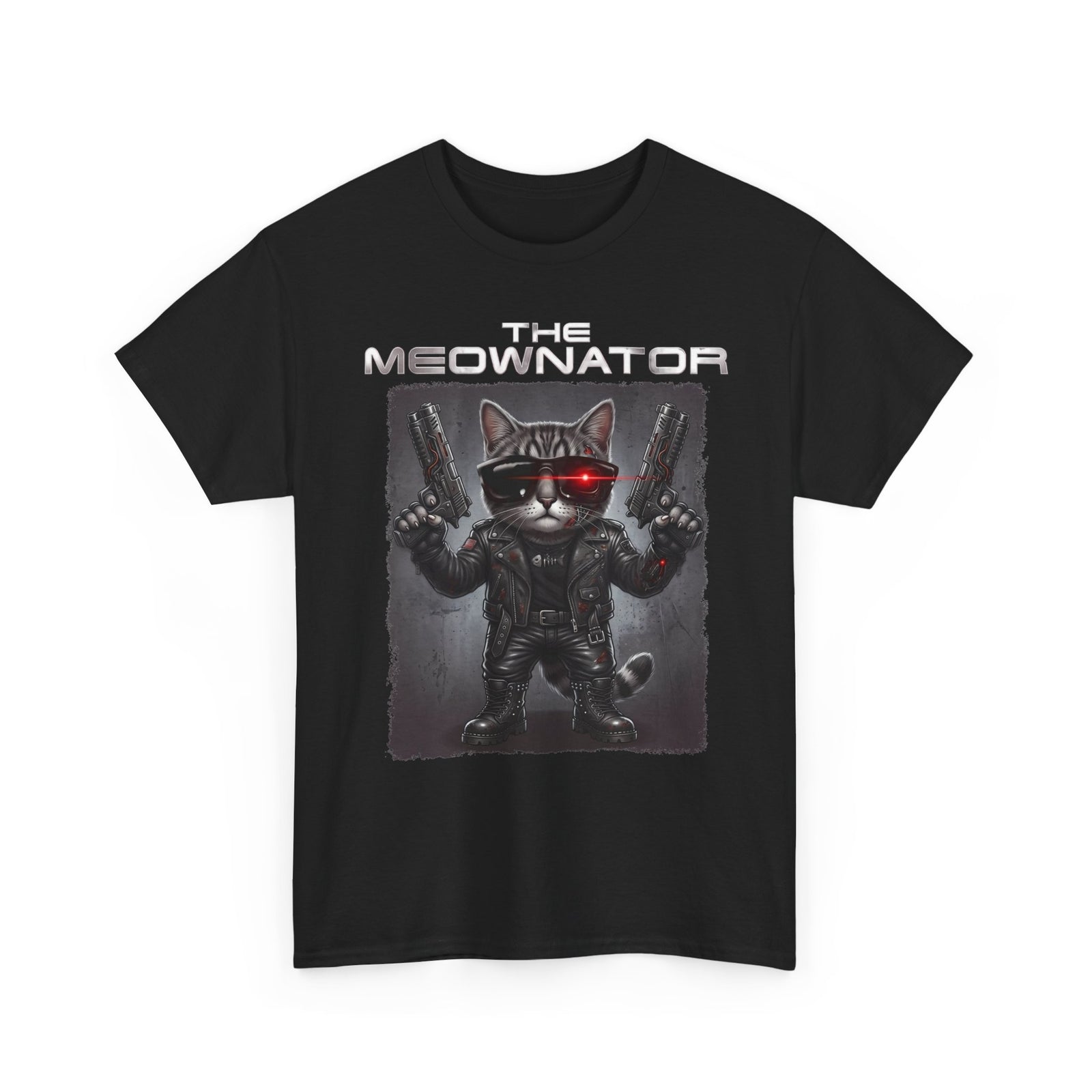 The Meownator T-Shirt — Funny Sci-Fi Cyborg Cat Parody Tee