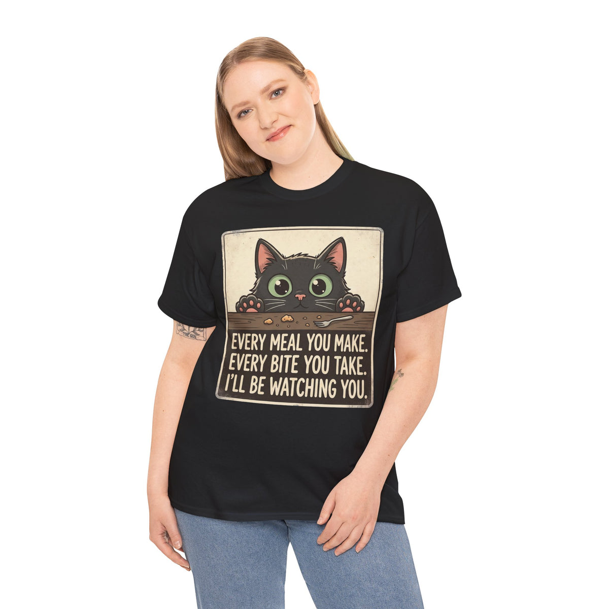 Cute Stalker Cat Watching You T-Shirt — Funny Cat Lover Tee