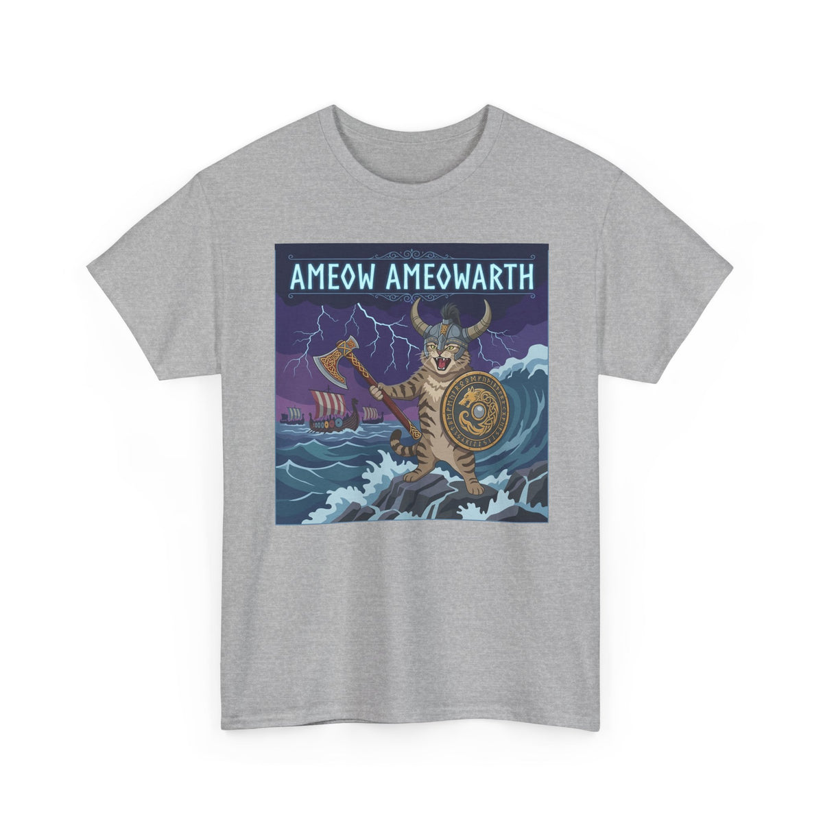 Ameow Ameowarth Cat Viking T-Shirt — Funny Viking Cat Graphic Tee