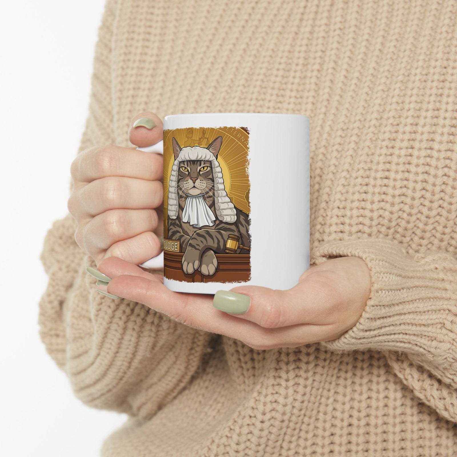 Cat Judge Ceramic Mug  Funny Cat Lawyer / Judge Graphic Mug