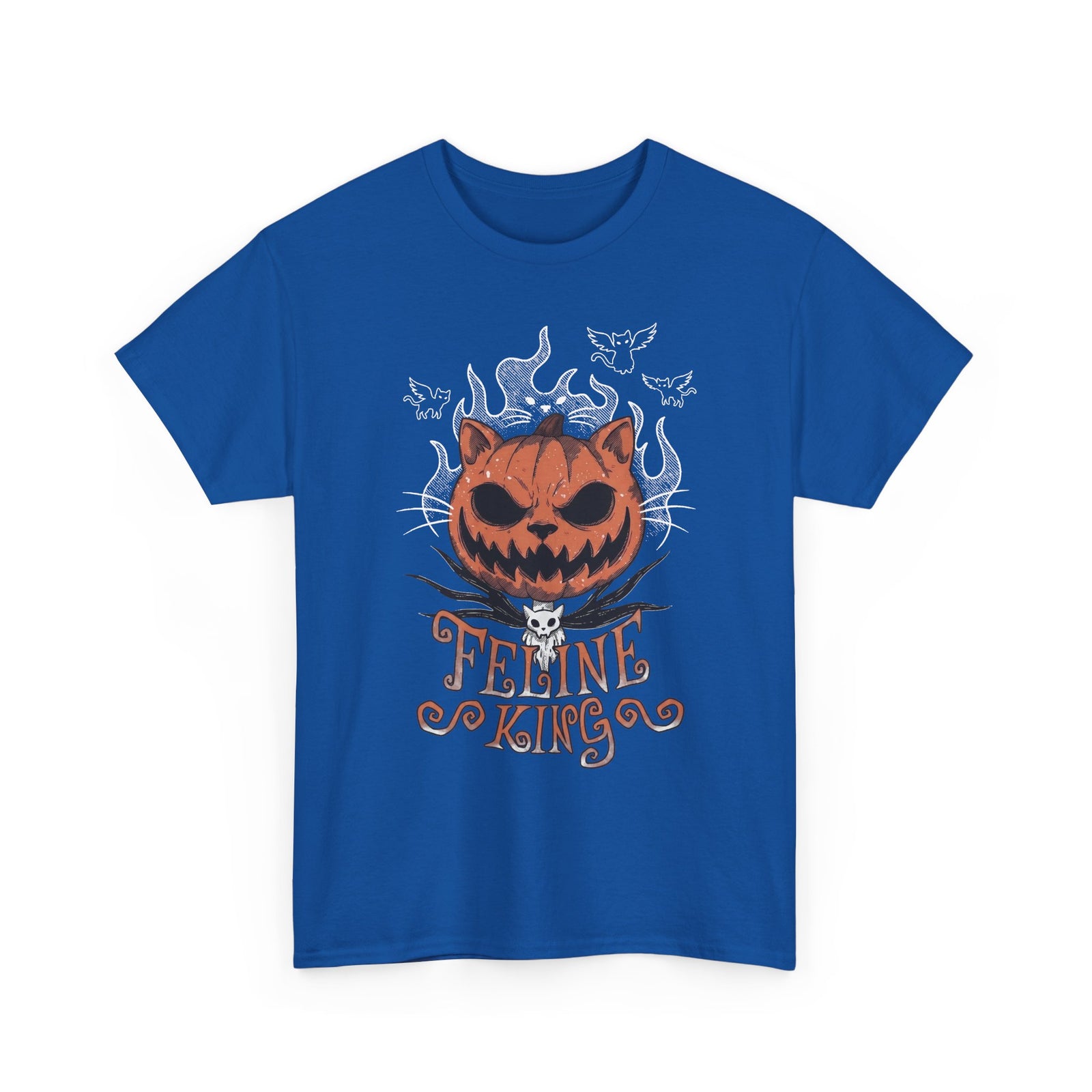 Feline King Halloween Cat Graphic — Spooky Pumpkin King Parody Art
