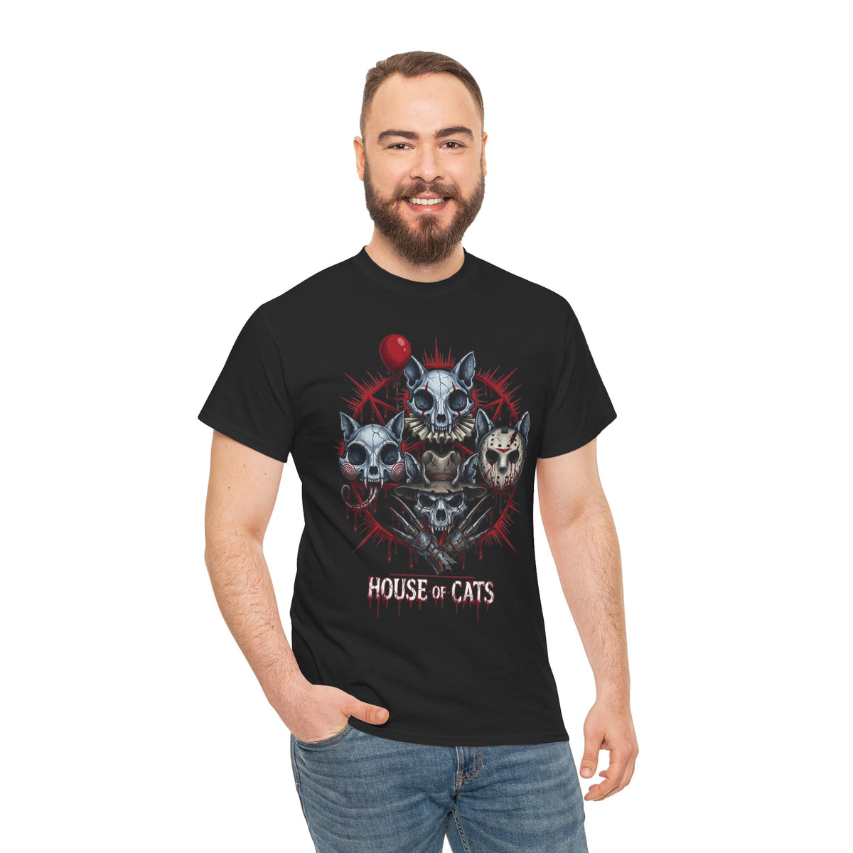 House Of Cats Horror Movie T-Shirt — Slashers Cat Skull Graphic Tee