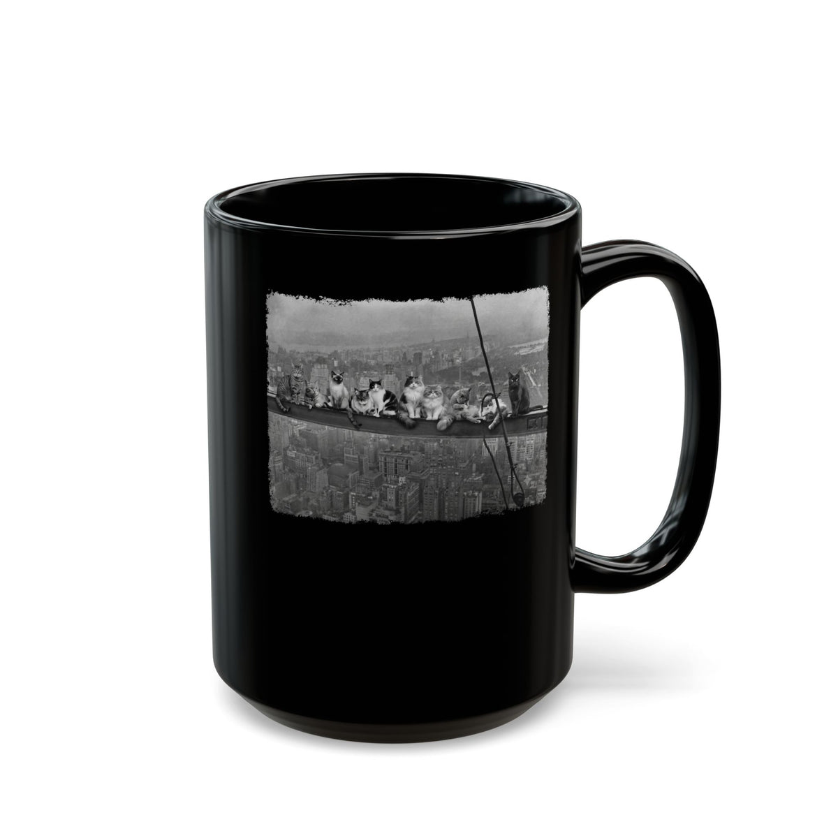 Skyscraper Cats Black Mug — Urban Cat Skyline Mug