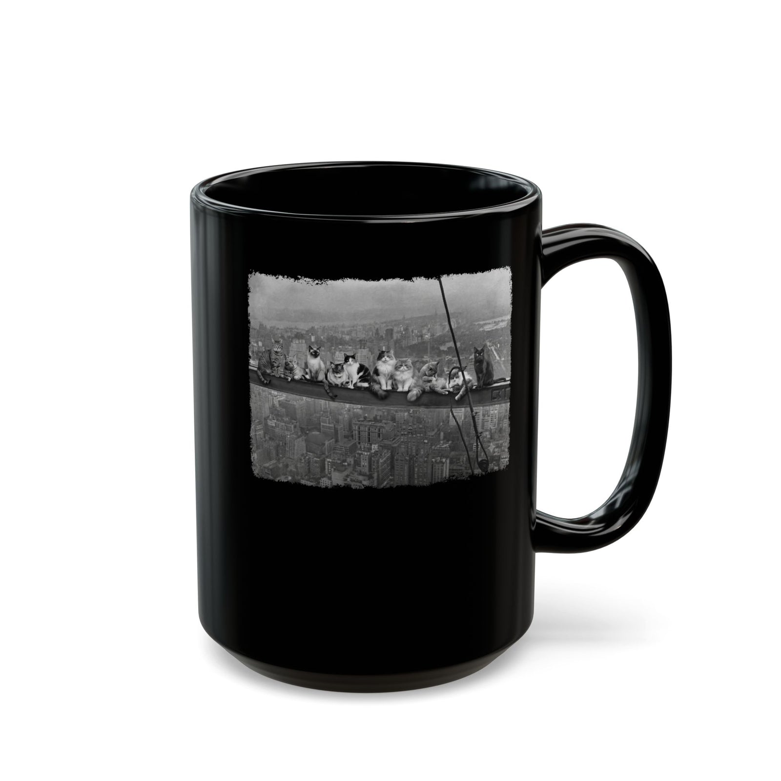Skyscraper Cats Black Mug — Urban Cat Skyline Mug