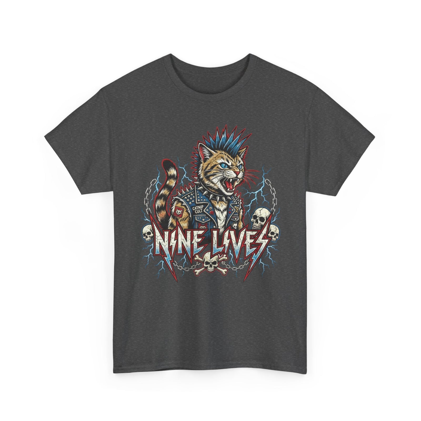 Nine Lives Cat T-Shirt — Retro Feline Graphic Tee
