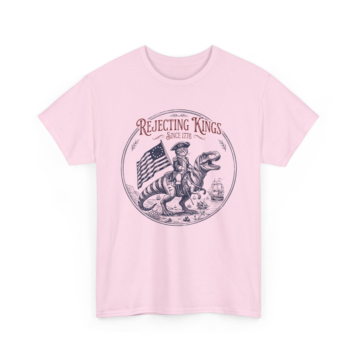 Funny Cat T-Shirt "Rejecting Kings, One Meow at a Time" Fourth of July Tee