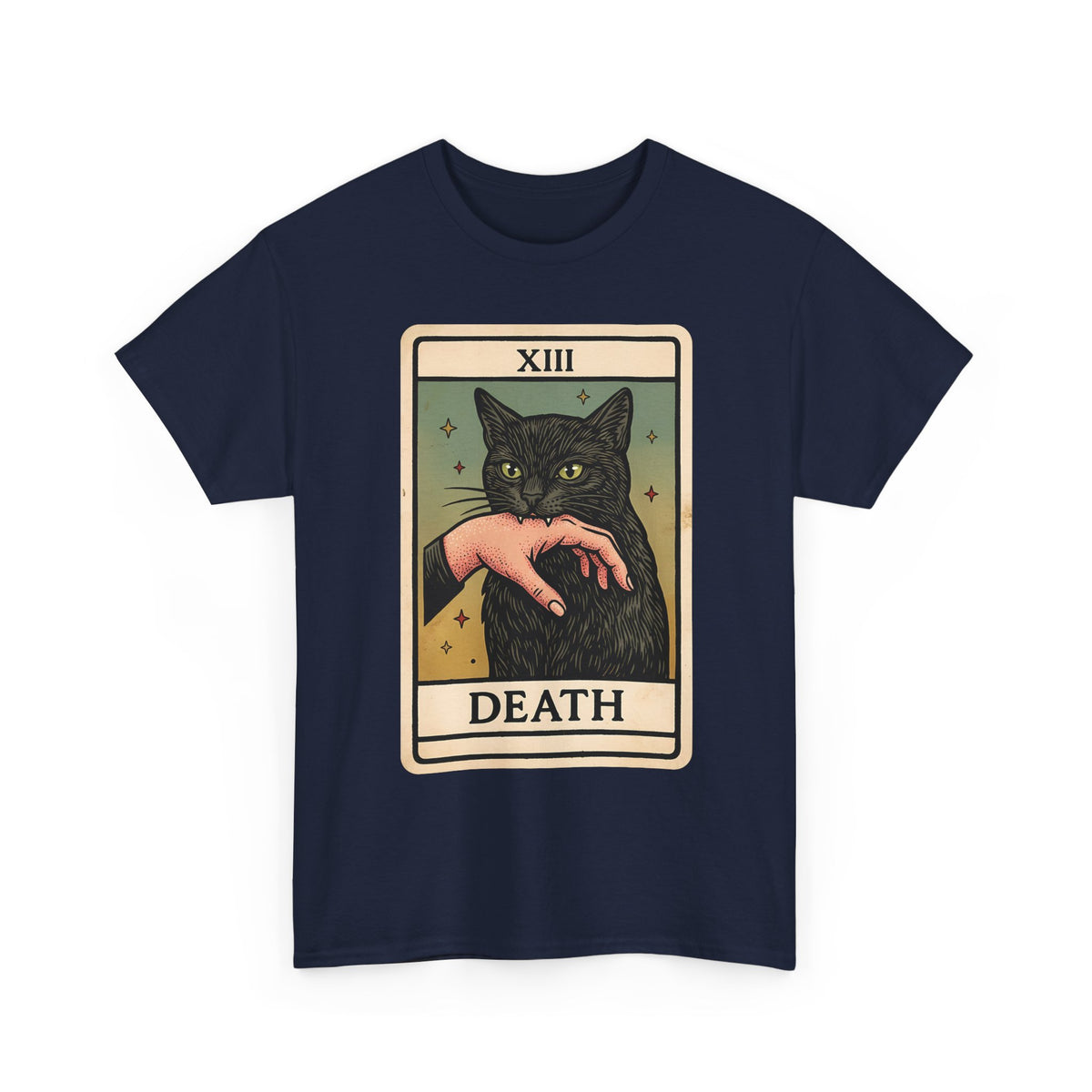 "Death" Tarot Card Black Cat Biting Hand Funny T-Shirt