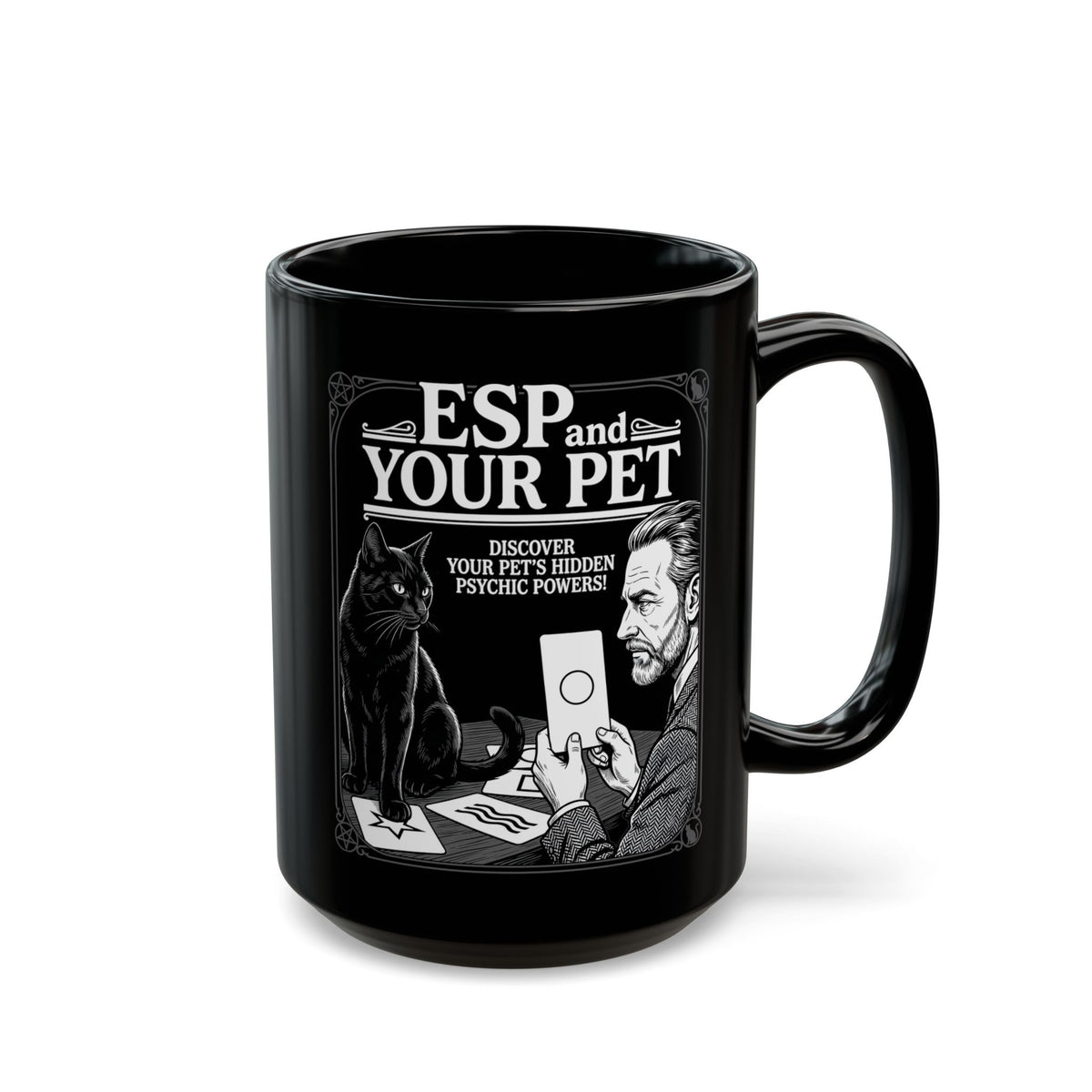 ESP & Your Pet Cat Black Mug — Psychic Cat Lover Mug