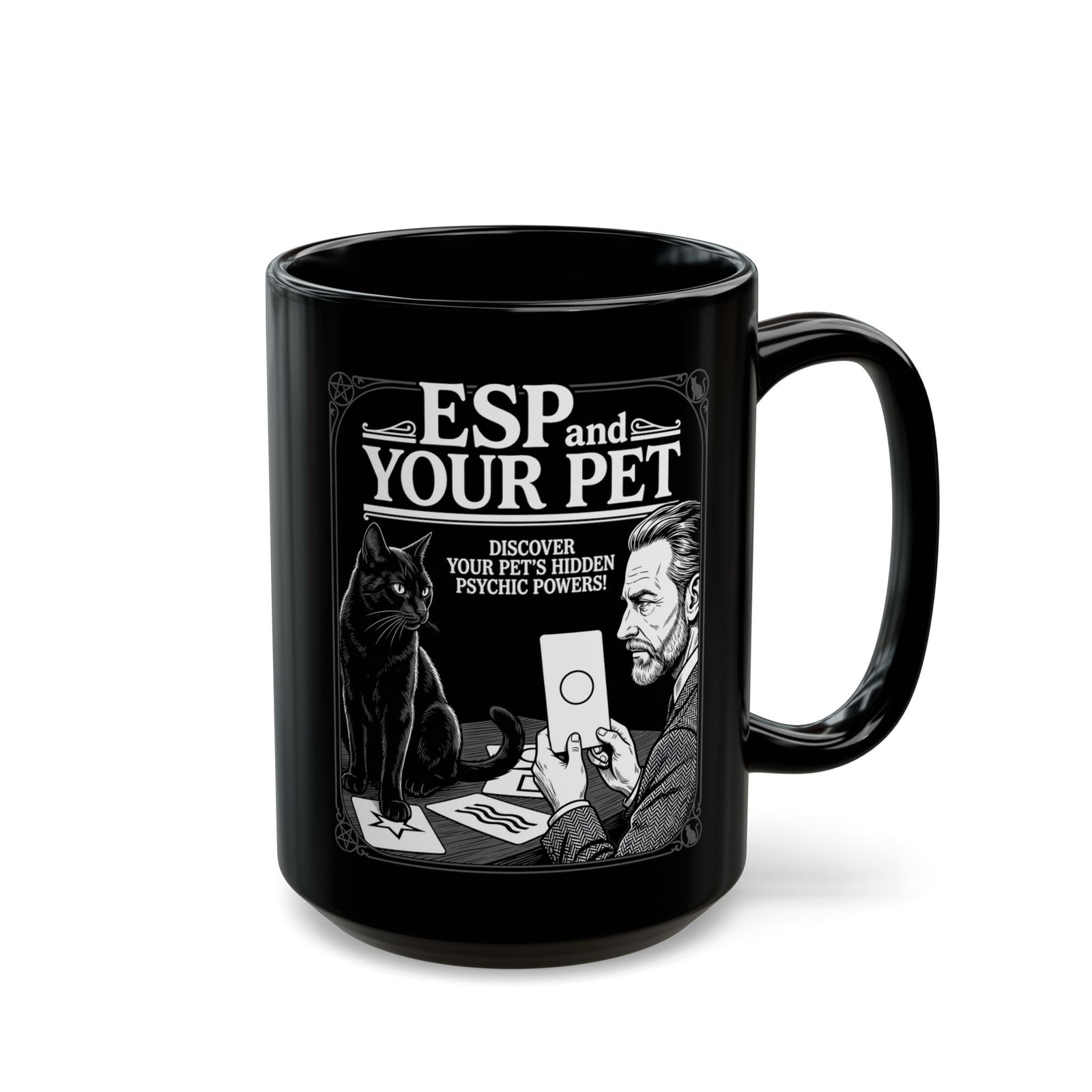 ESP & Your Pet Cat Black Mug — Psychic Cat Lover Mug