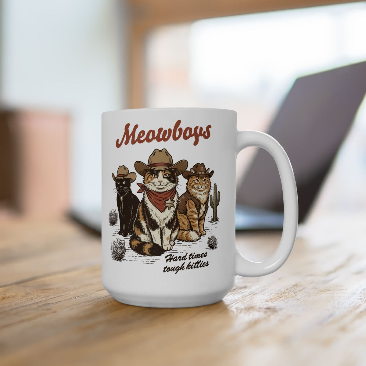 Meowboys Cat Cowboy Ceramic Mug — Funny Western Cat Mug for Cat Lovers