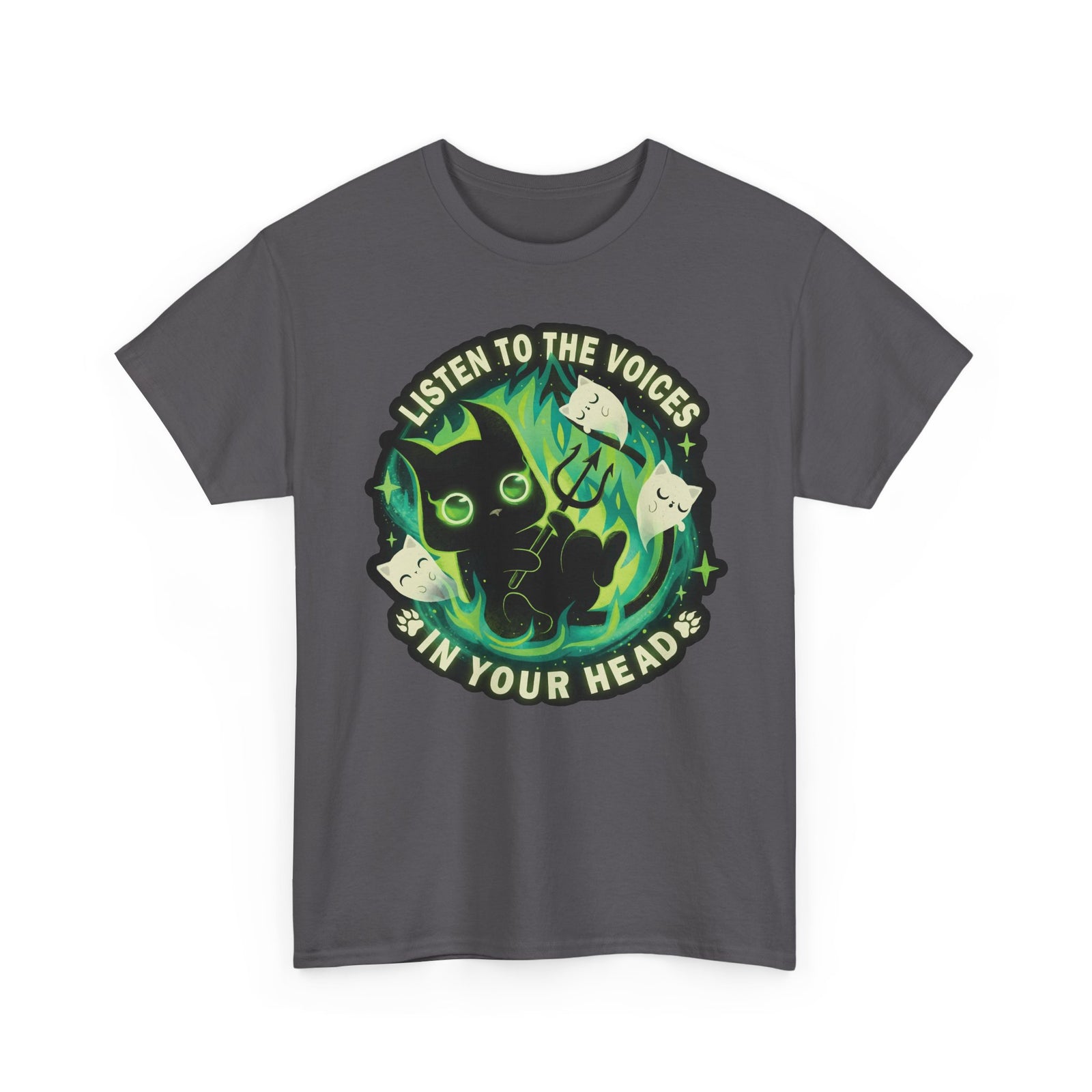 Listen To The Voices In Your Head Devil Cat — Spooky Cute Black Cat Art