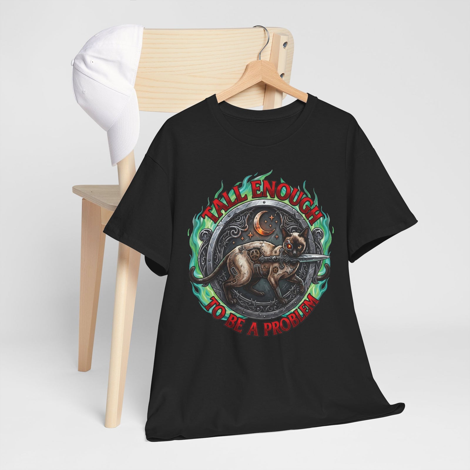 Tall Enough To Be A Problem Steampunk Cyber Cat Shirt — Gothic Dagger T-Shirt