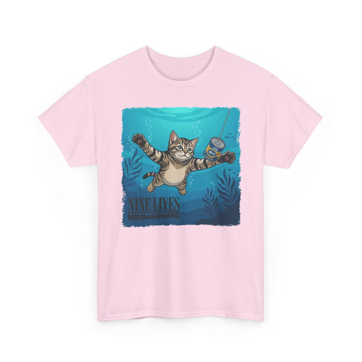 T-Shirt — 'Nine Lives' Diving Cat Graphic Tee