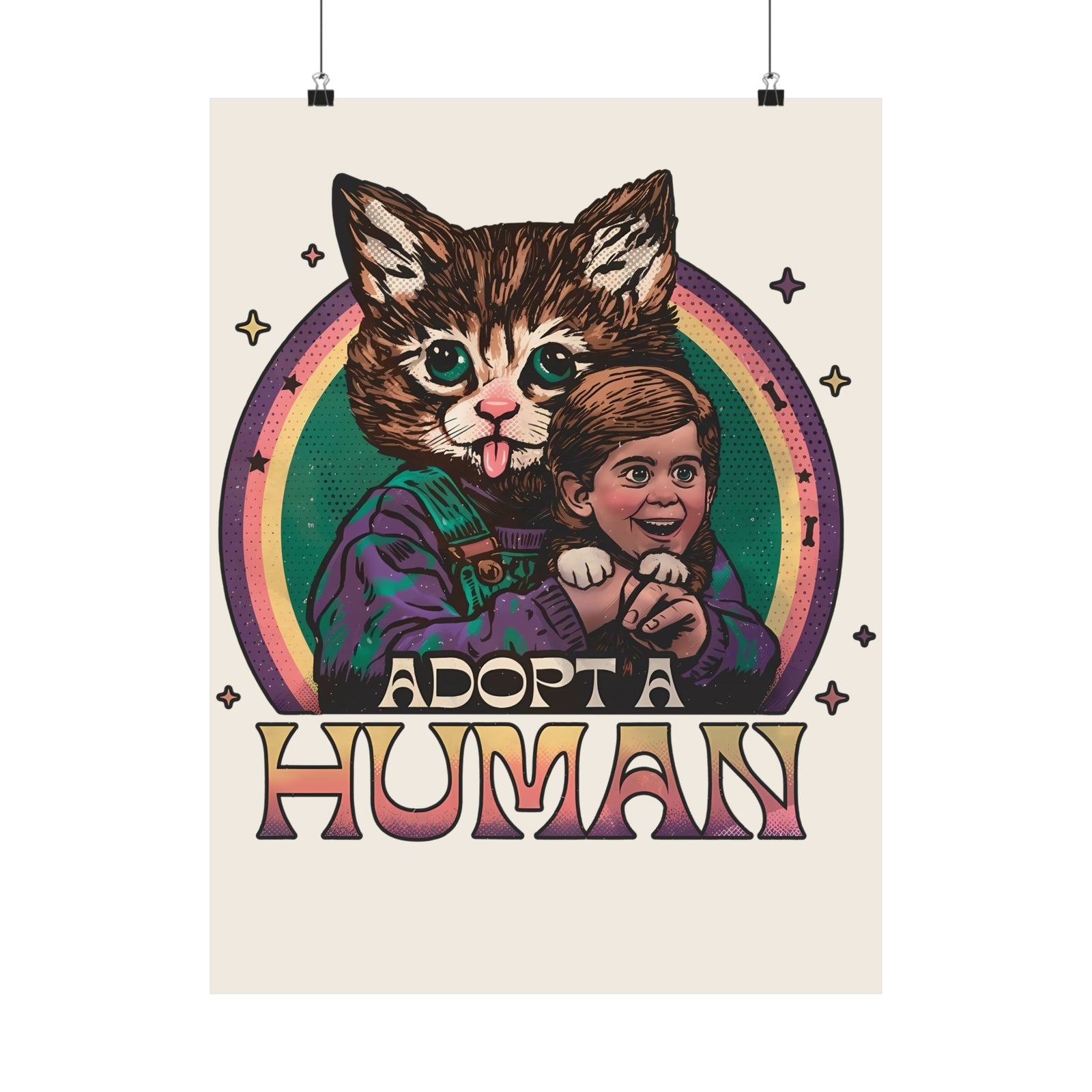 Adopt a Human Funny Cat Poster