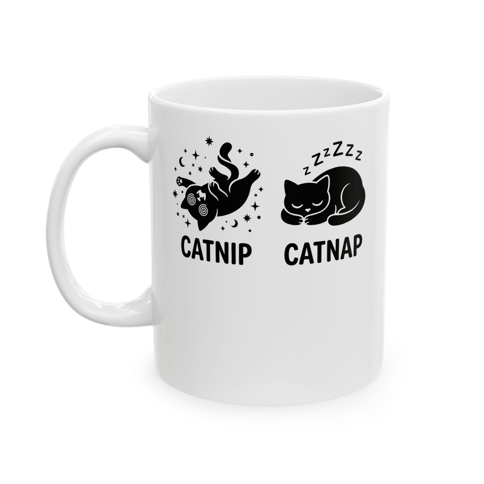 Catnip Catnap Cat Ceramic Mug — Cute Cat Nap Graphic Mug
