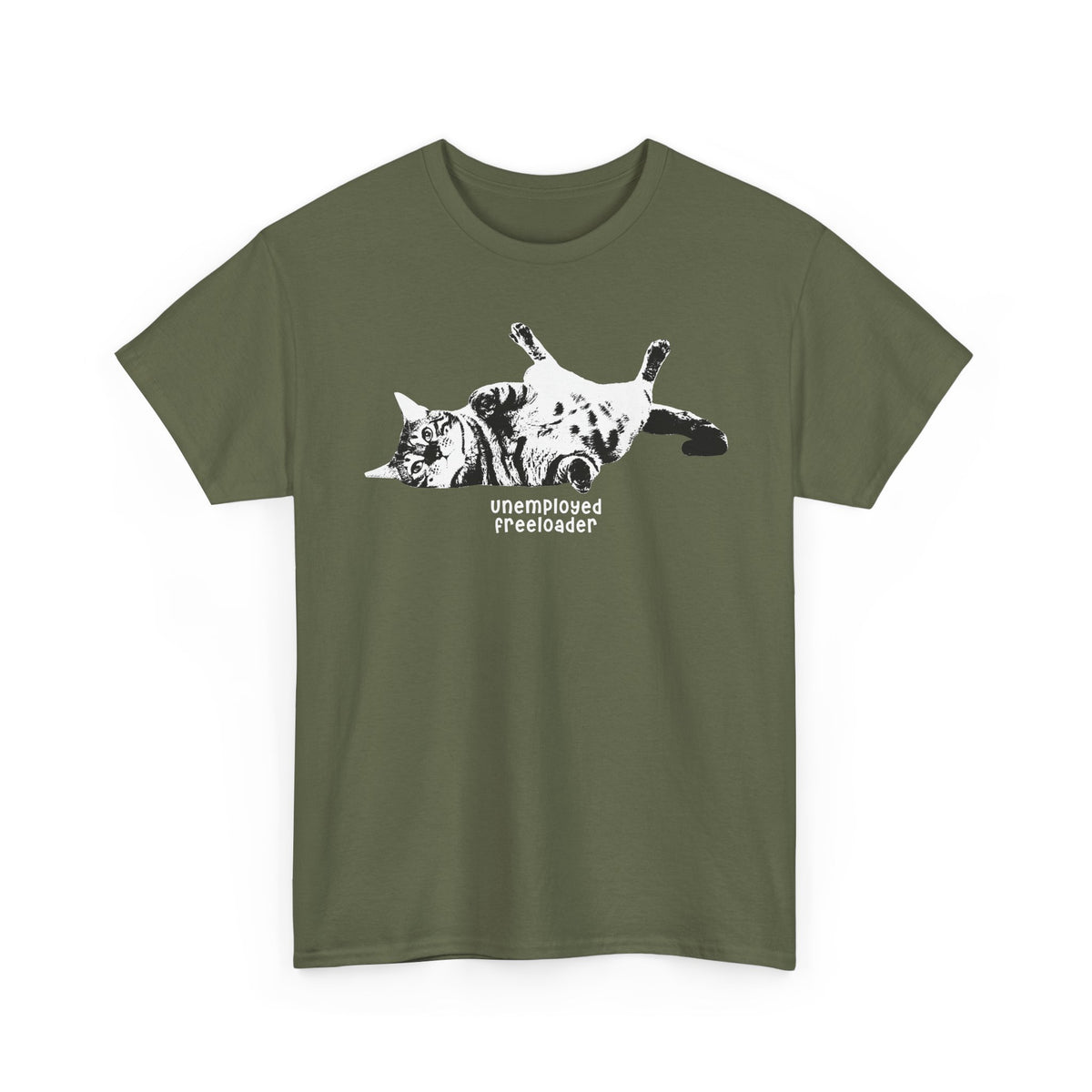 Unemployed Freeloader Cat T-Shirt — Funny Lazy Cat Graphic Tee
