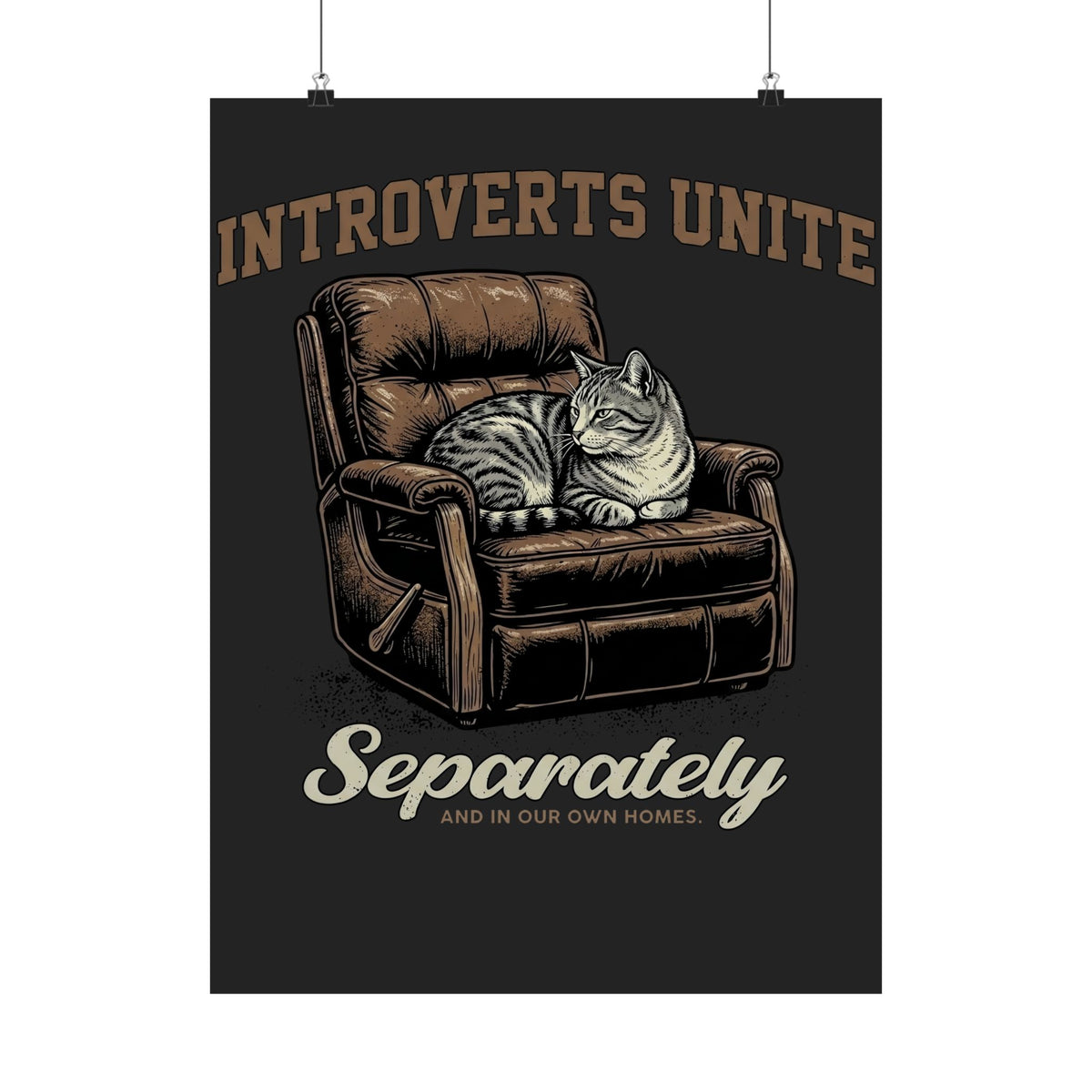 Introverts Unite Cat Poster — Funny Cat Graphic Poster for Introverts