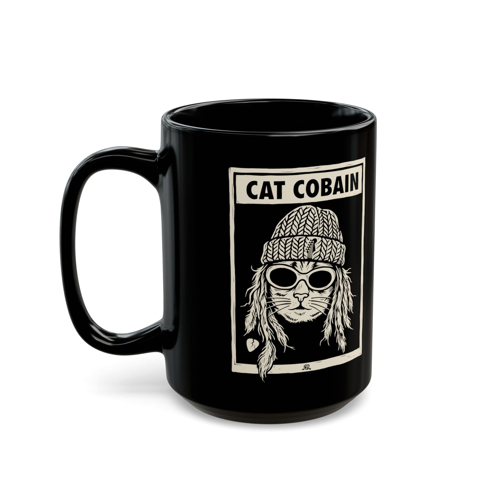 Cat Cobain Black Mug