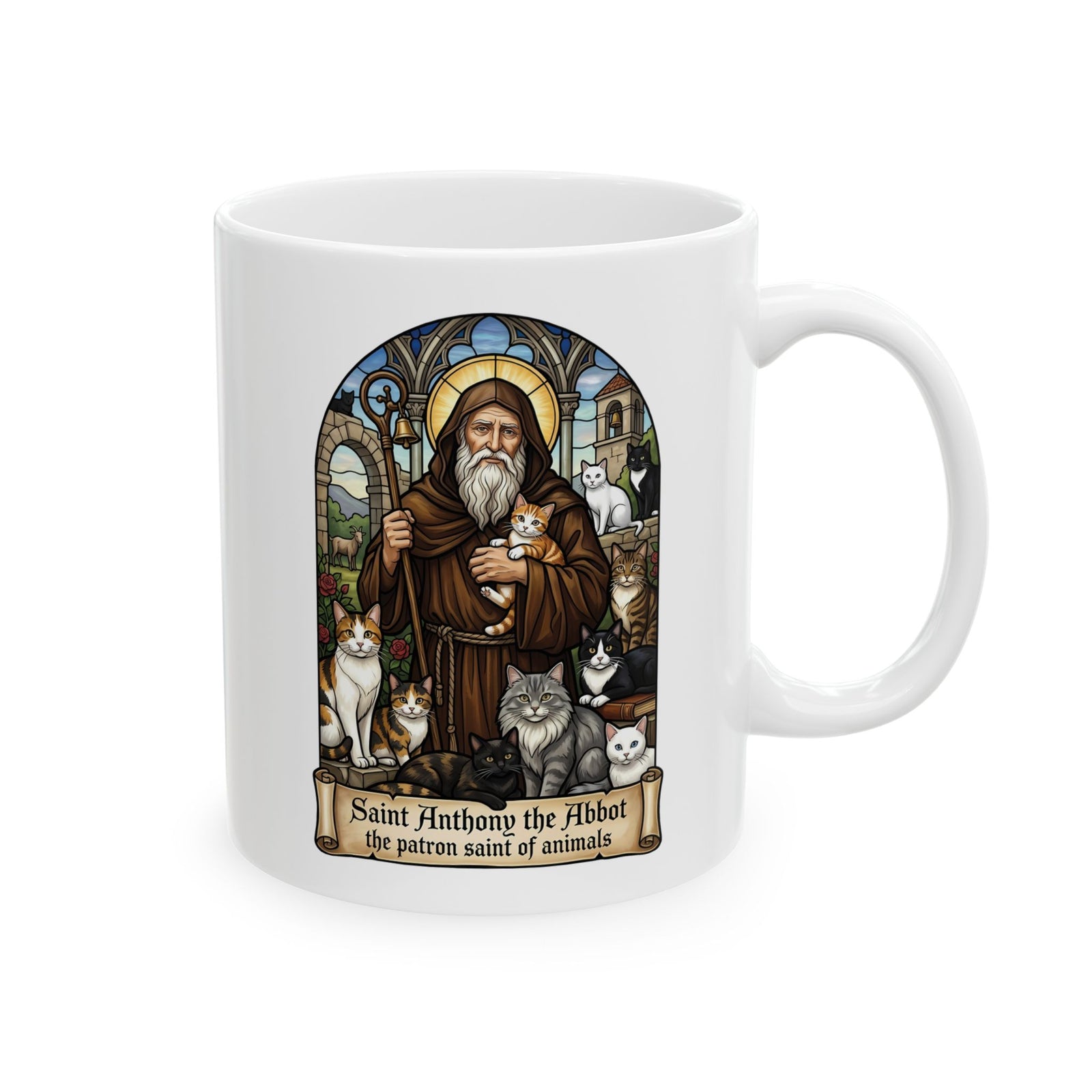 Saint Anthony the Abbot Cat Ceramic Mug Patron Saint of Animals Mug