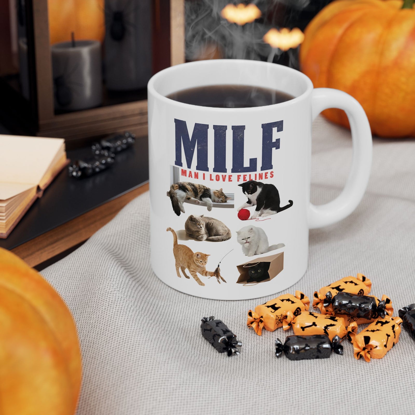 MILF 'Man I Love Felines' Ceramic Mug – Funny Cat Lover Mug