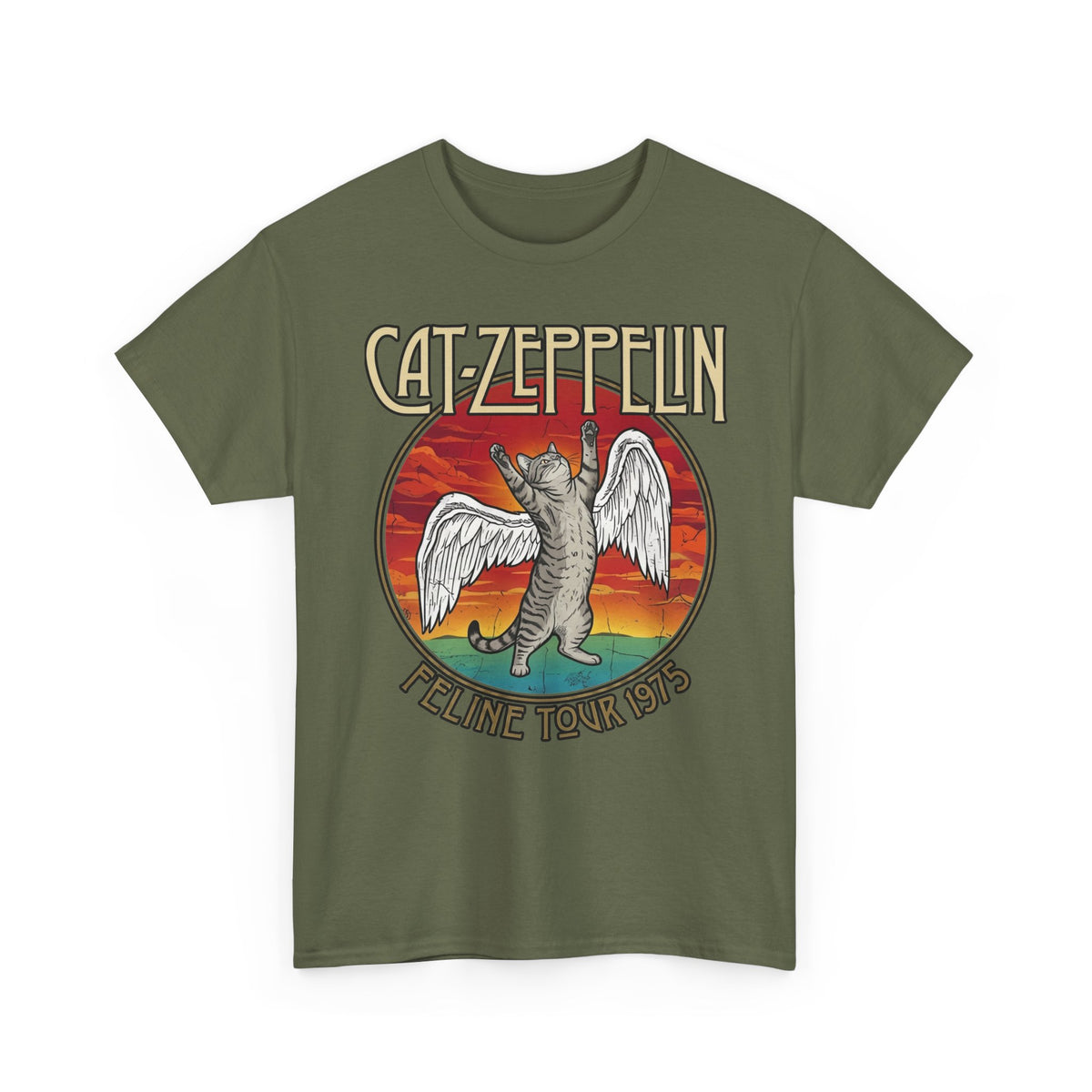 Cat Zeppelin Feline Tour 1975 Vintage Rock Band T-Shirt